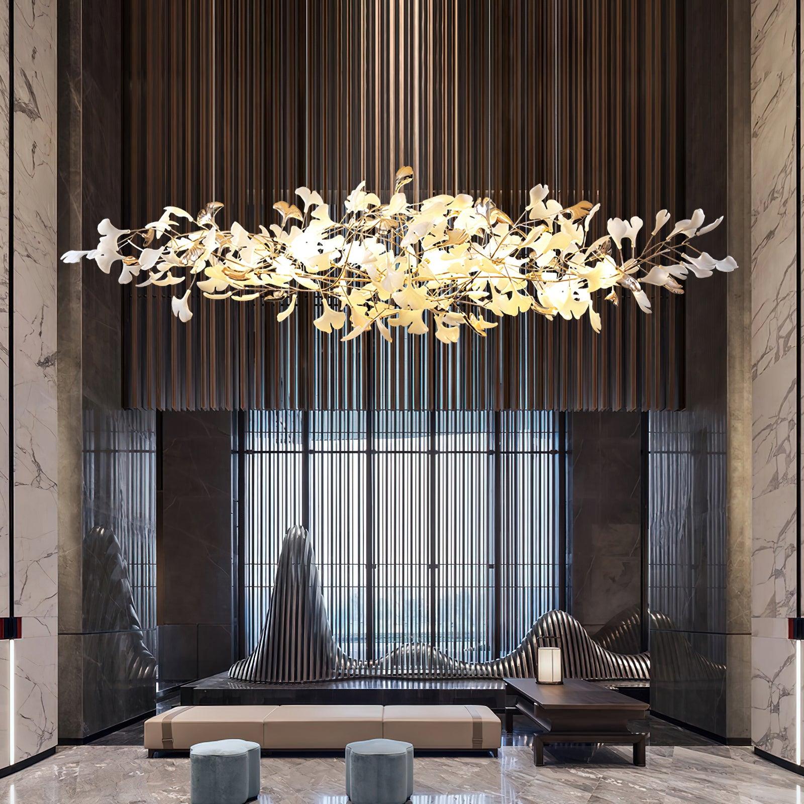 Unoryra Postmodern Luxury Ginkgo Cloud Ceramics Metal Chandelier - Blowlighting