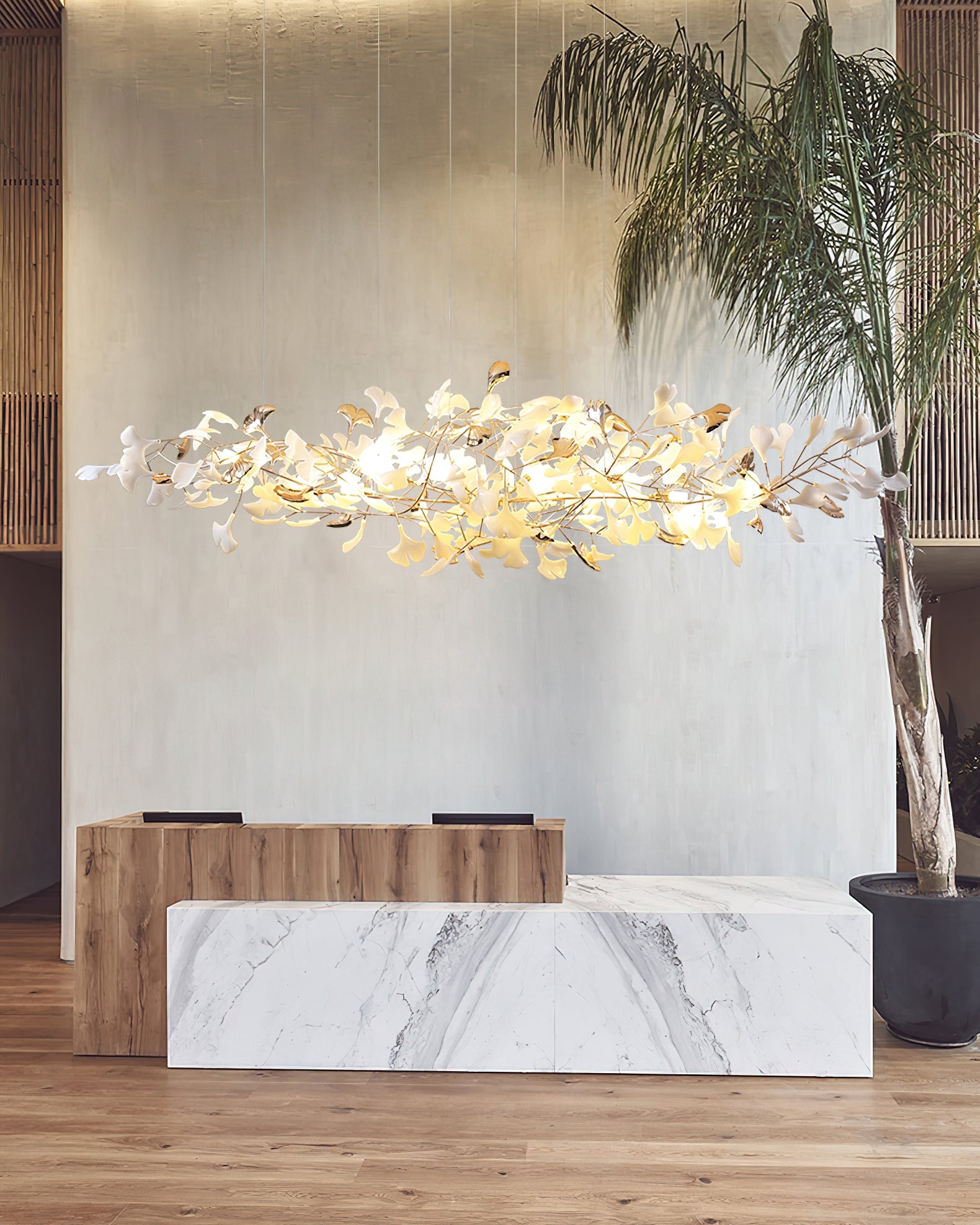 Unoryra Postmodern Luxury Ginkgo Cloud Ceramics Metal Chandelier - Blowlighting