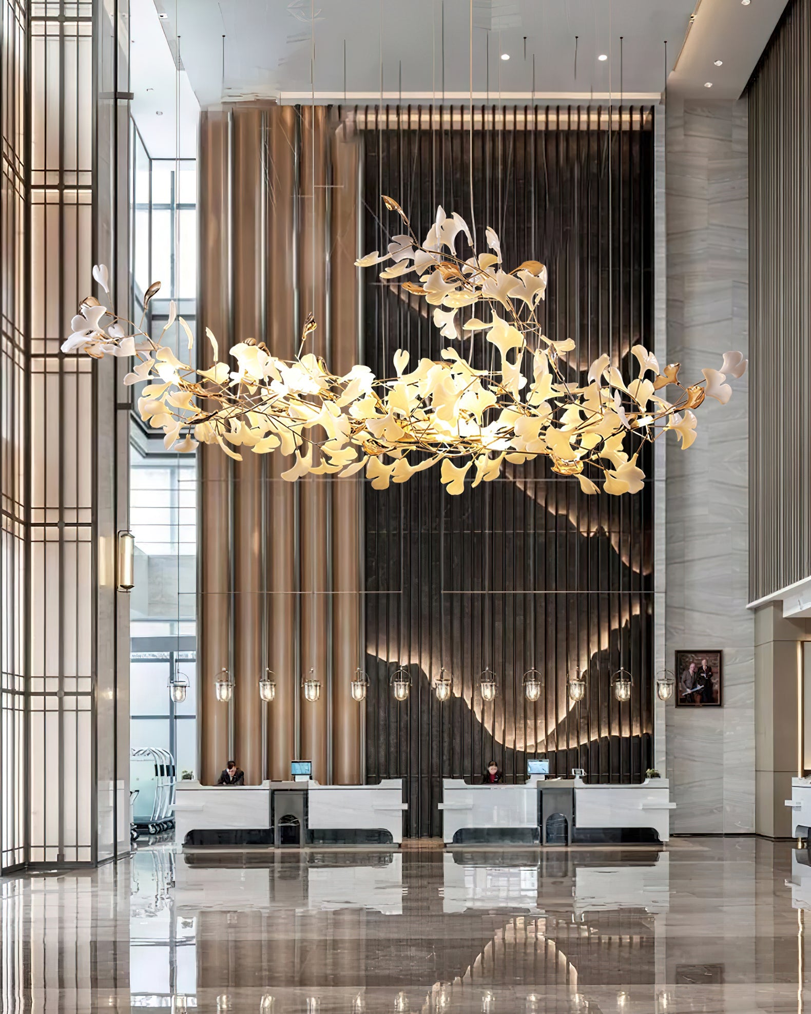 Unoryra Postmodern Luxury Ginkgo Cloud Ceramics Metal Chandelier - Blowlighting