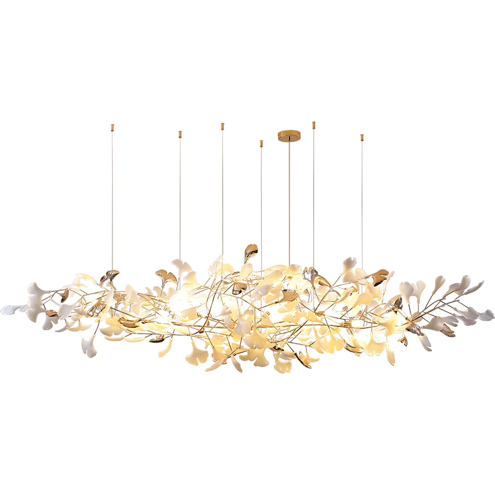 Unoryra Postmodern Luxury Ginkgo Cloud Ceramics Metal Chandelier - Blowlighting