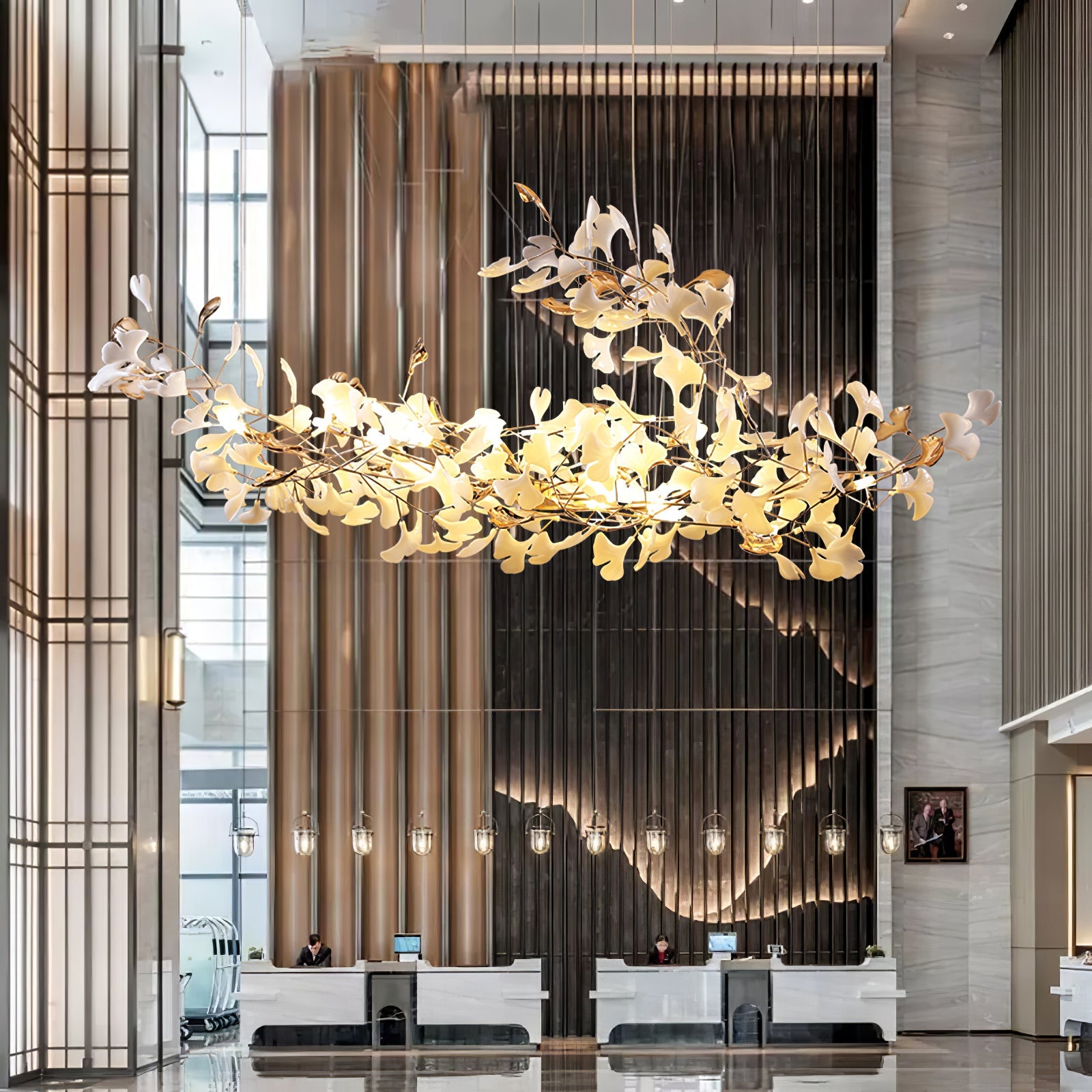 Unoryra Postmodern Luxury Ginkgo Cloud Ceramics Metal Chandelier - Blowlighting