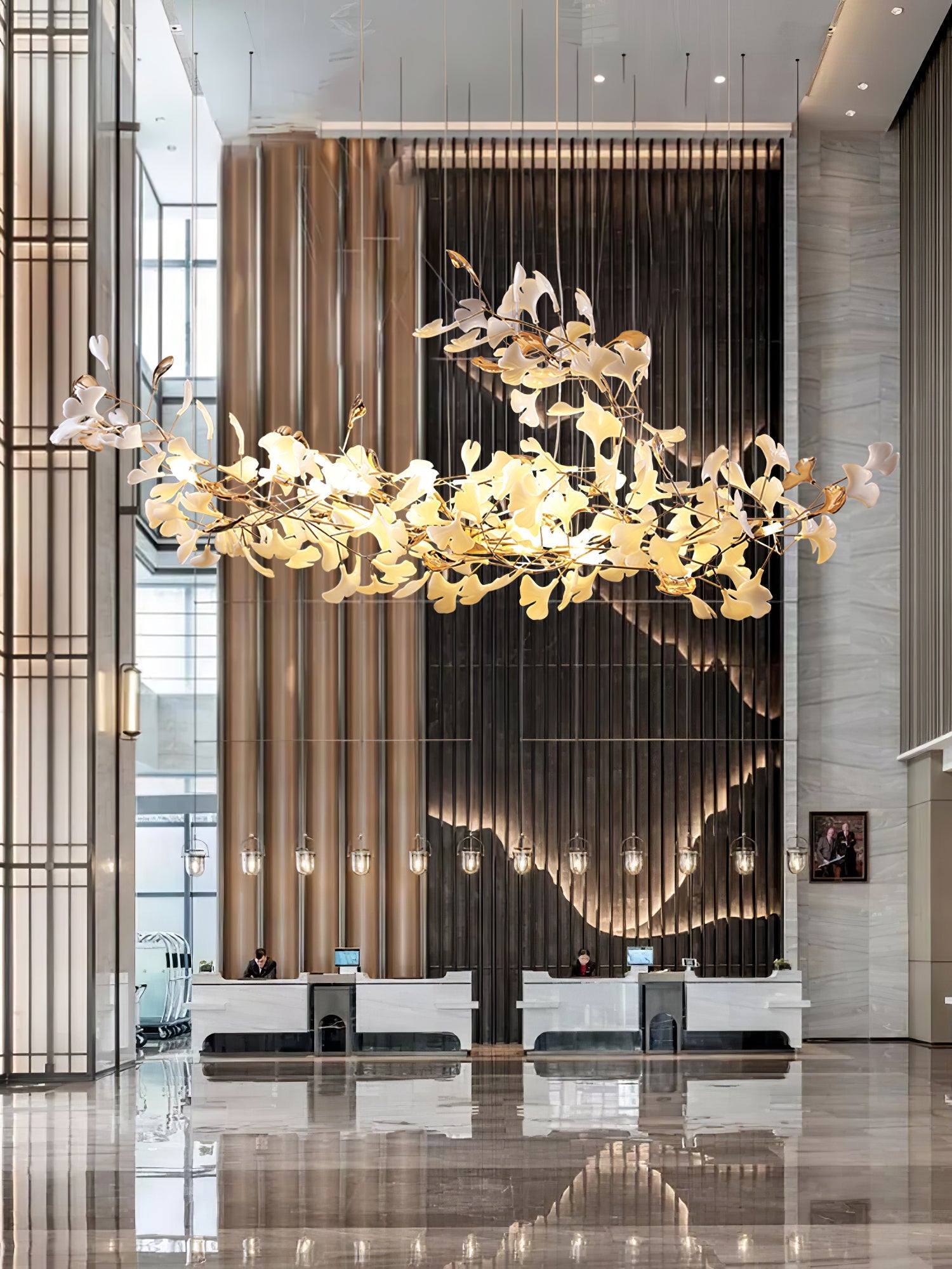 Unoryra Postmodern Luxury Ginkgo Cloud Ceramics Metal Chandelier - Blowlighting