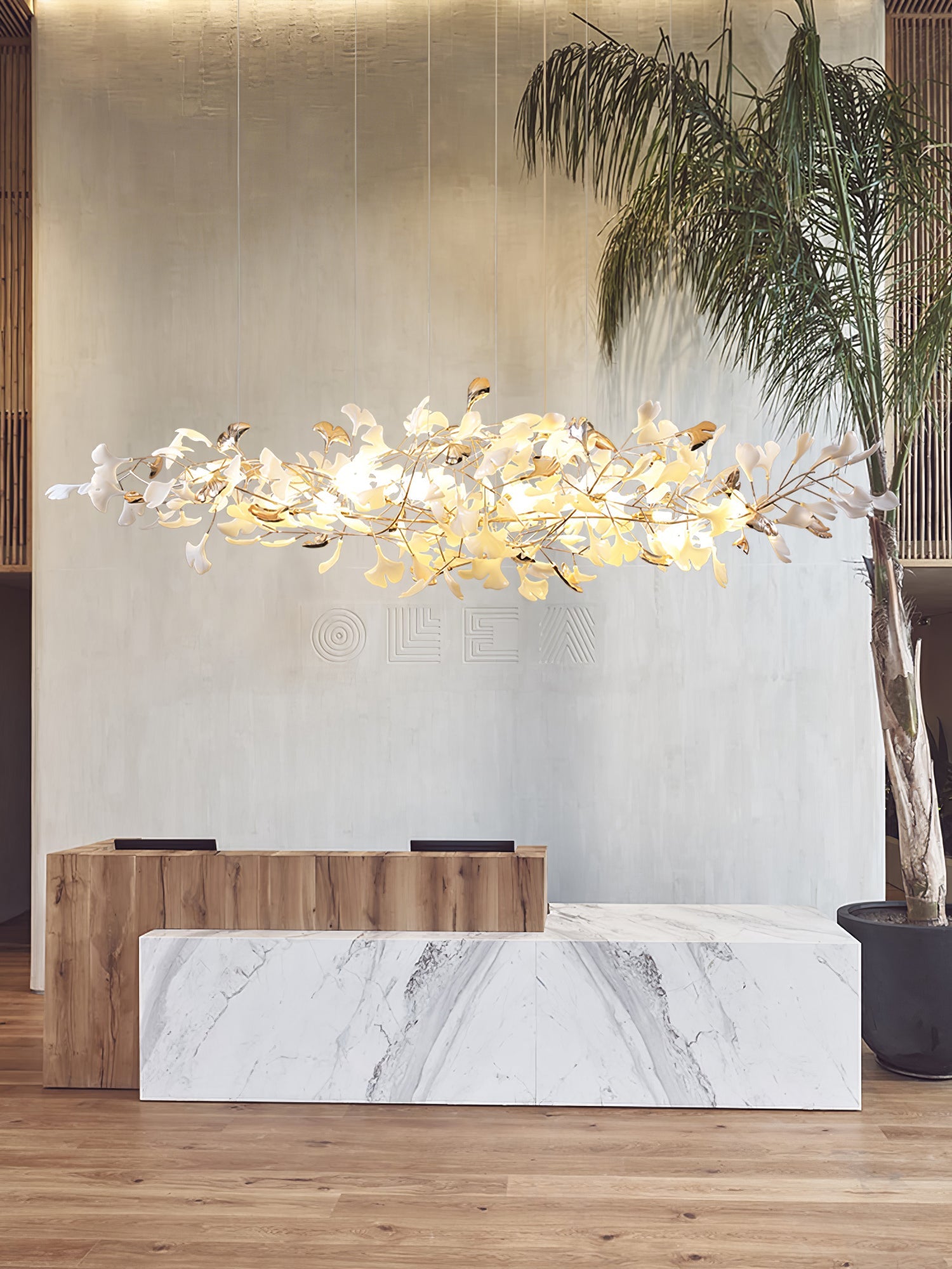 Unoryra Postmodern Luxury Ginkgo Cloud Ceramics Metal Chandelier - Blowlighting