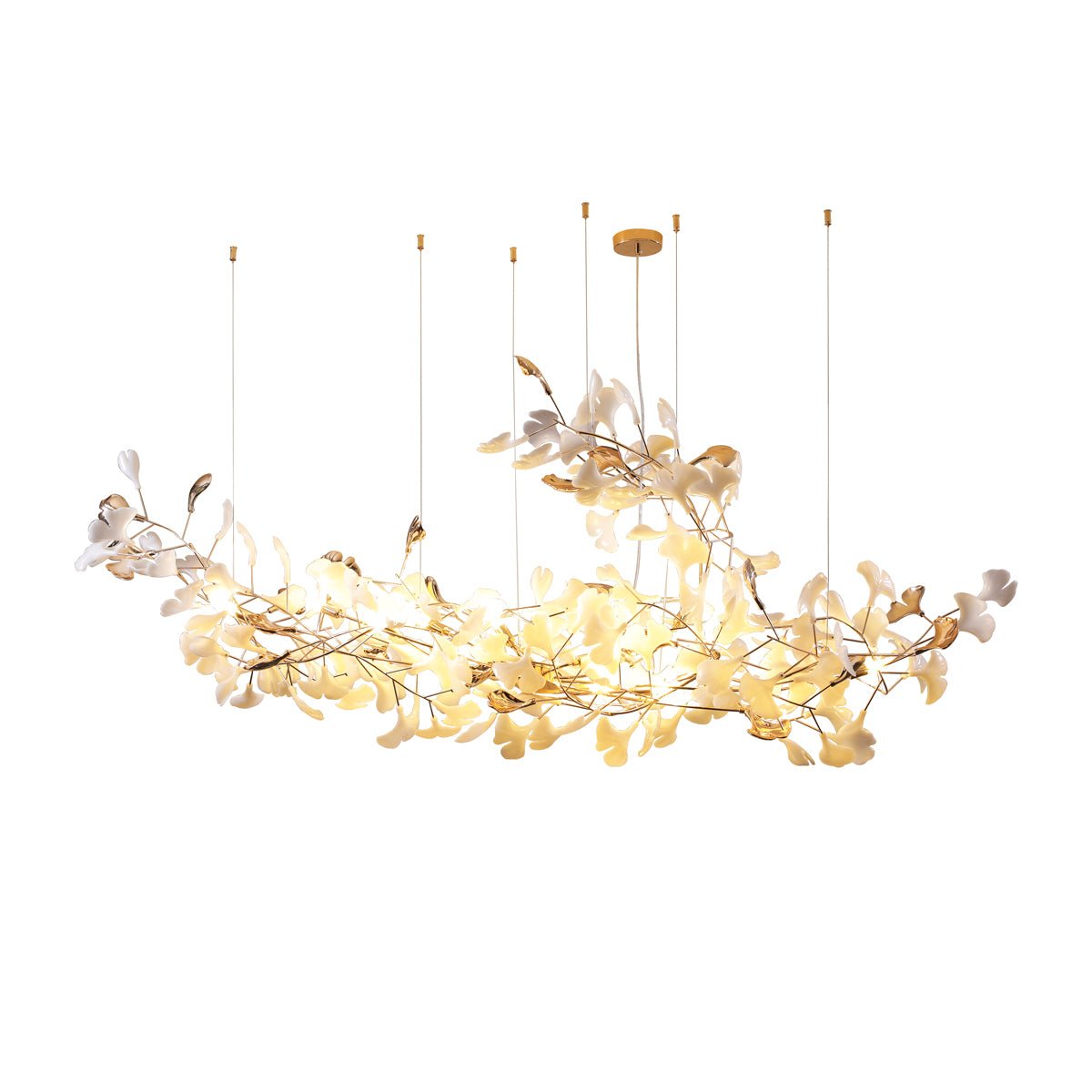 Unoryra Postmodern Luxury Ginkgo Cloud Ceramics Metal Chandelier - Blowlighting