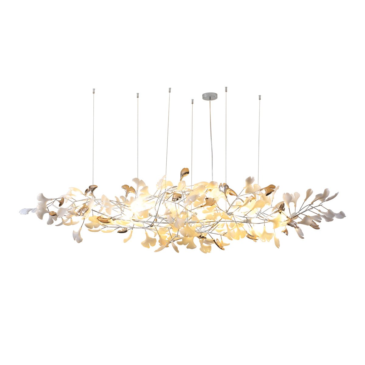 Unoryra Postmodern Luxury Ginkgo Cloud Ceramics Metal Chandelier - Blowlighting