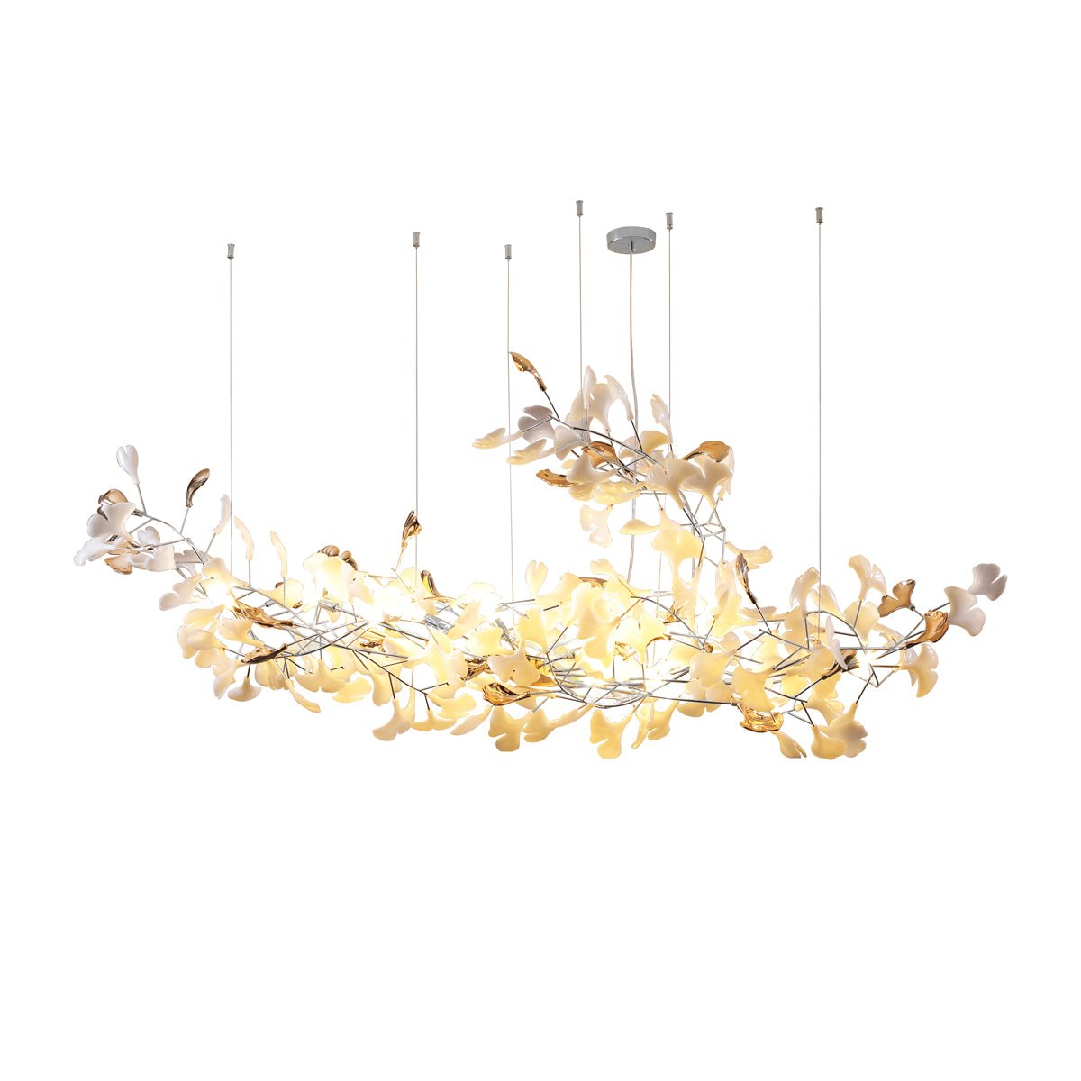 Unoryra Postmodern Luxury Ginkgo Cloud Ceramics Metal Chandelier - Blowlighting