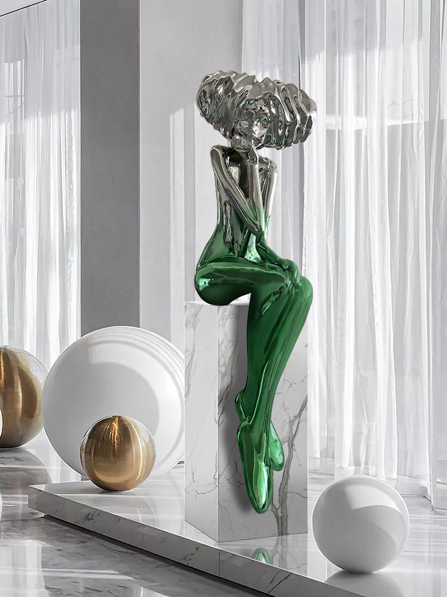 Girl Meditate Sculpture Ornaments - Blowlighting