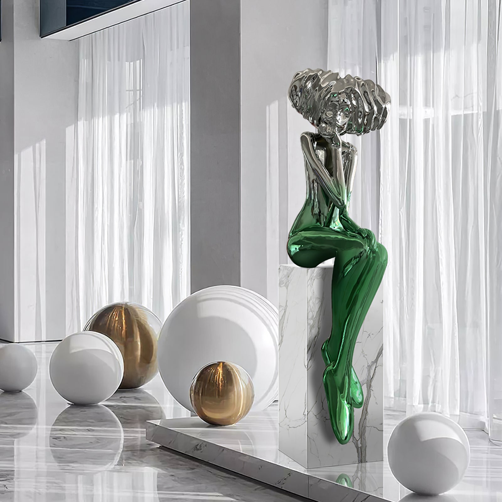 Girl Meditate Sculpture Ornaments - Blowlighting