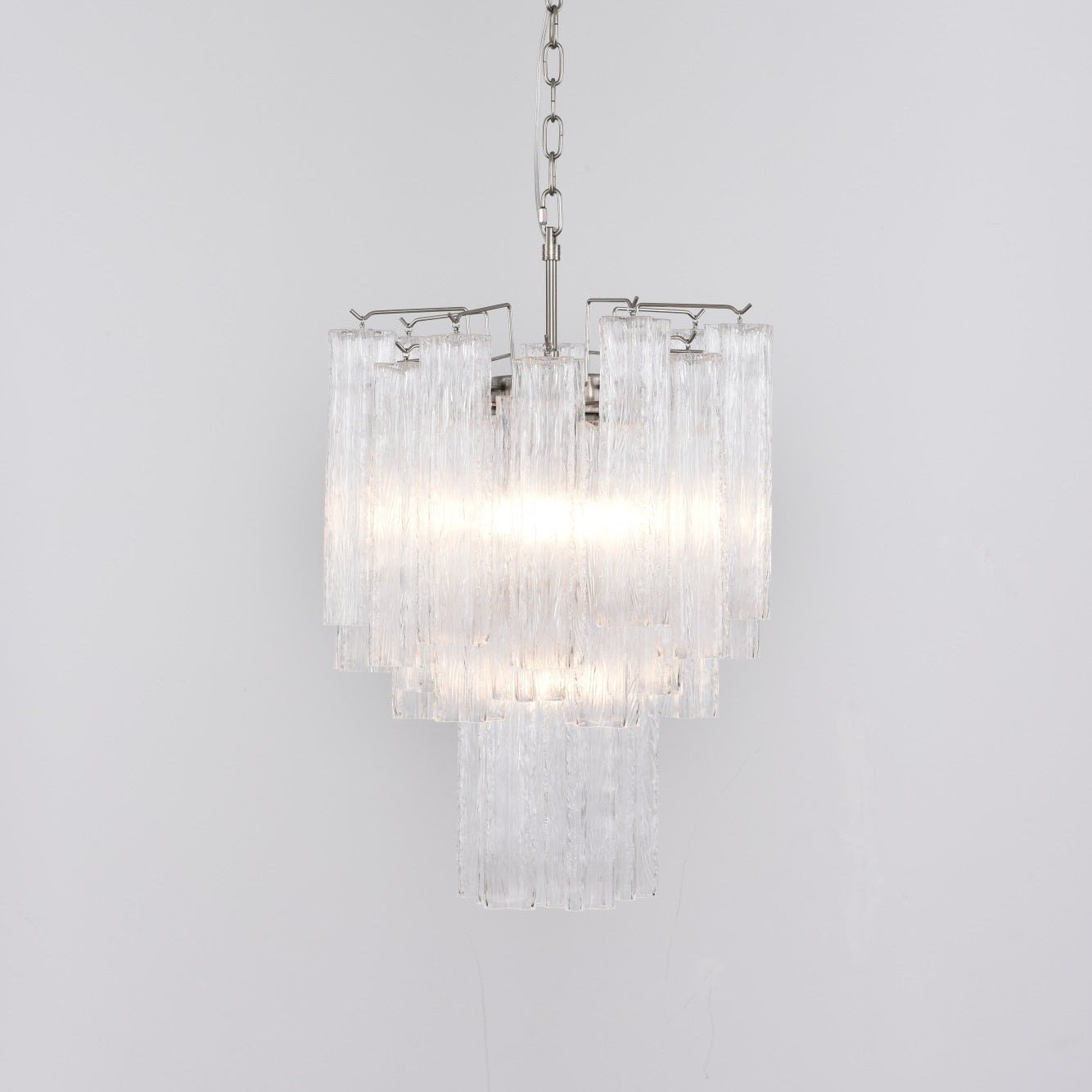 Aurora Chandelier Clear Murano Glass Tube Tiered Modern - Blowlighting