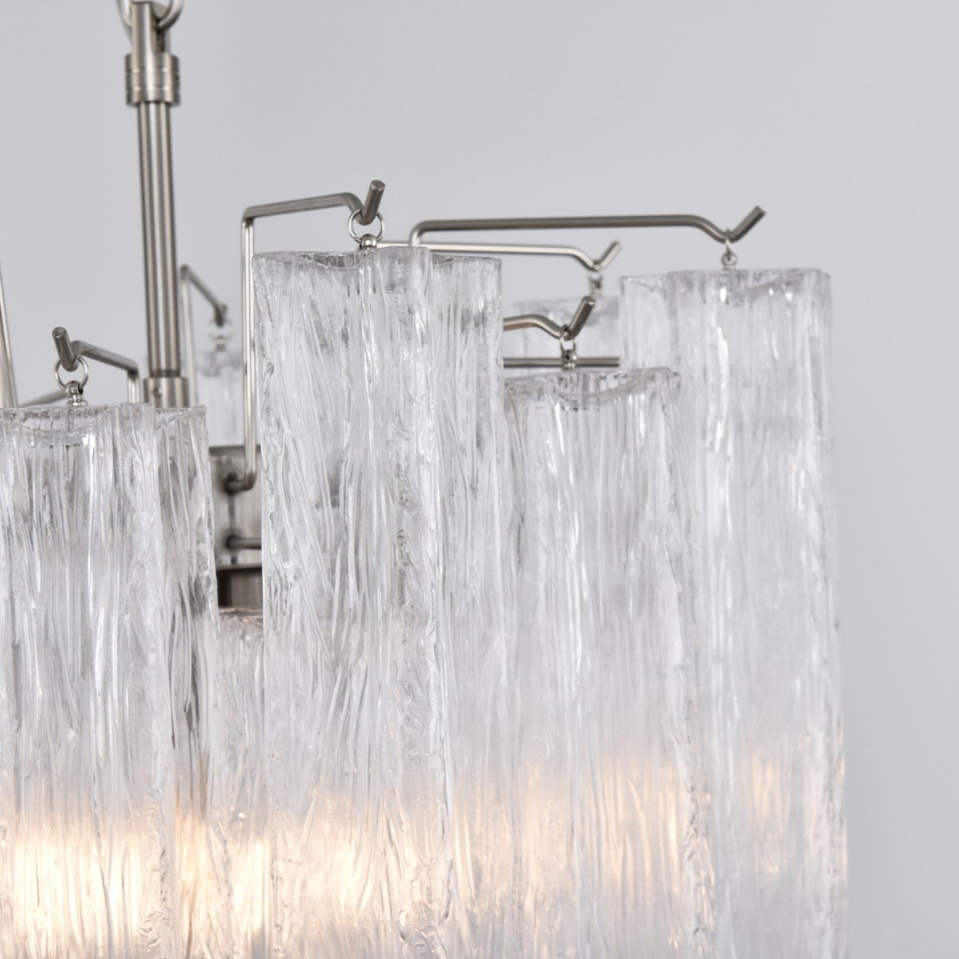 Aurora Chandelier Clear Murano Glass Tube Tiered Modern - Blowlighting