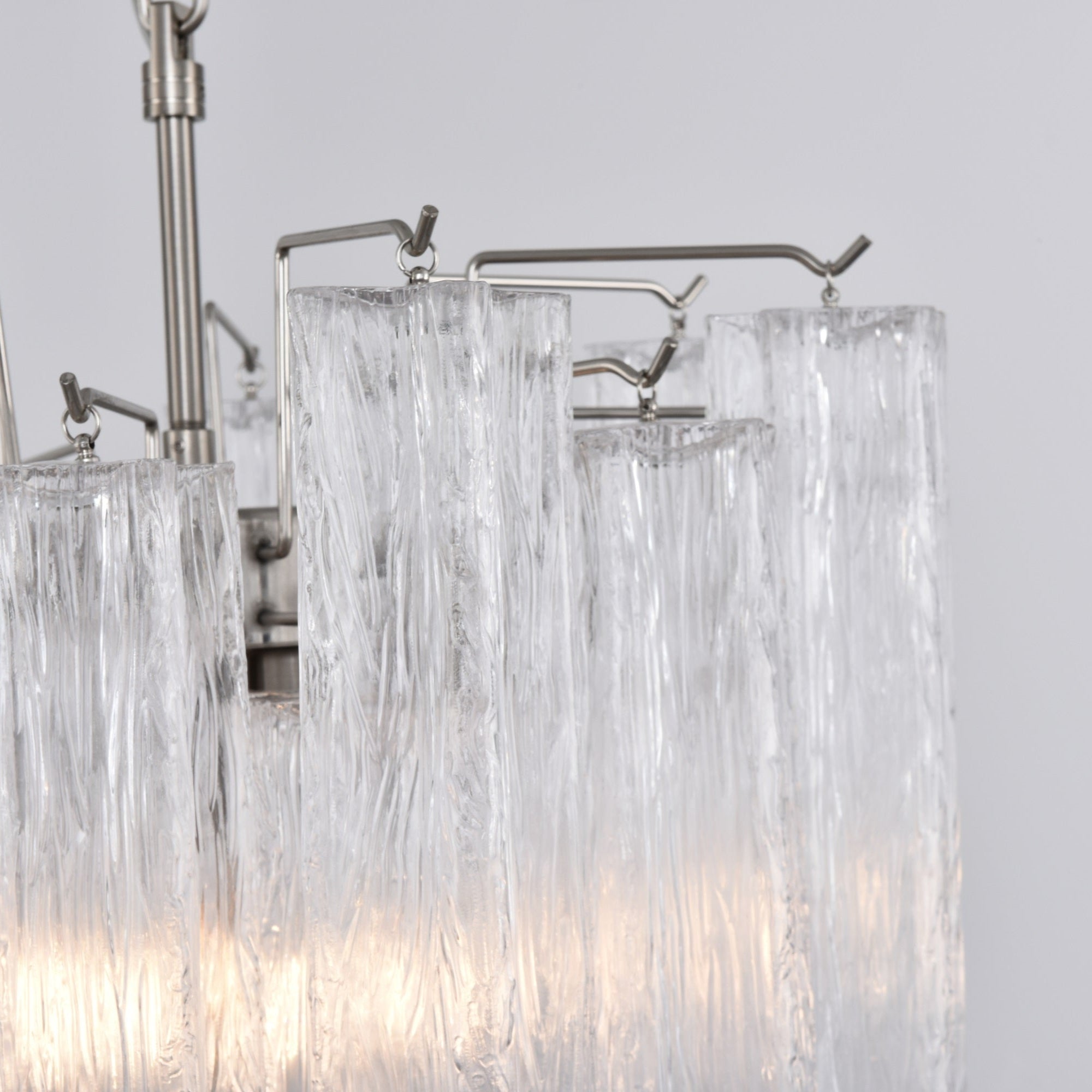 Aurora Chandelier Clear Murano Glass Tube Tiered Modern - Blowlighting
