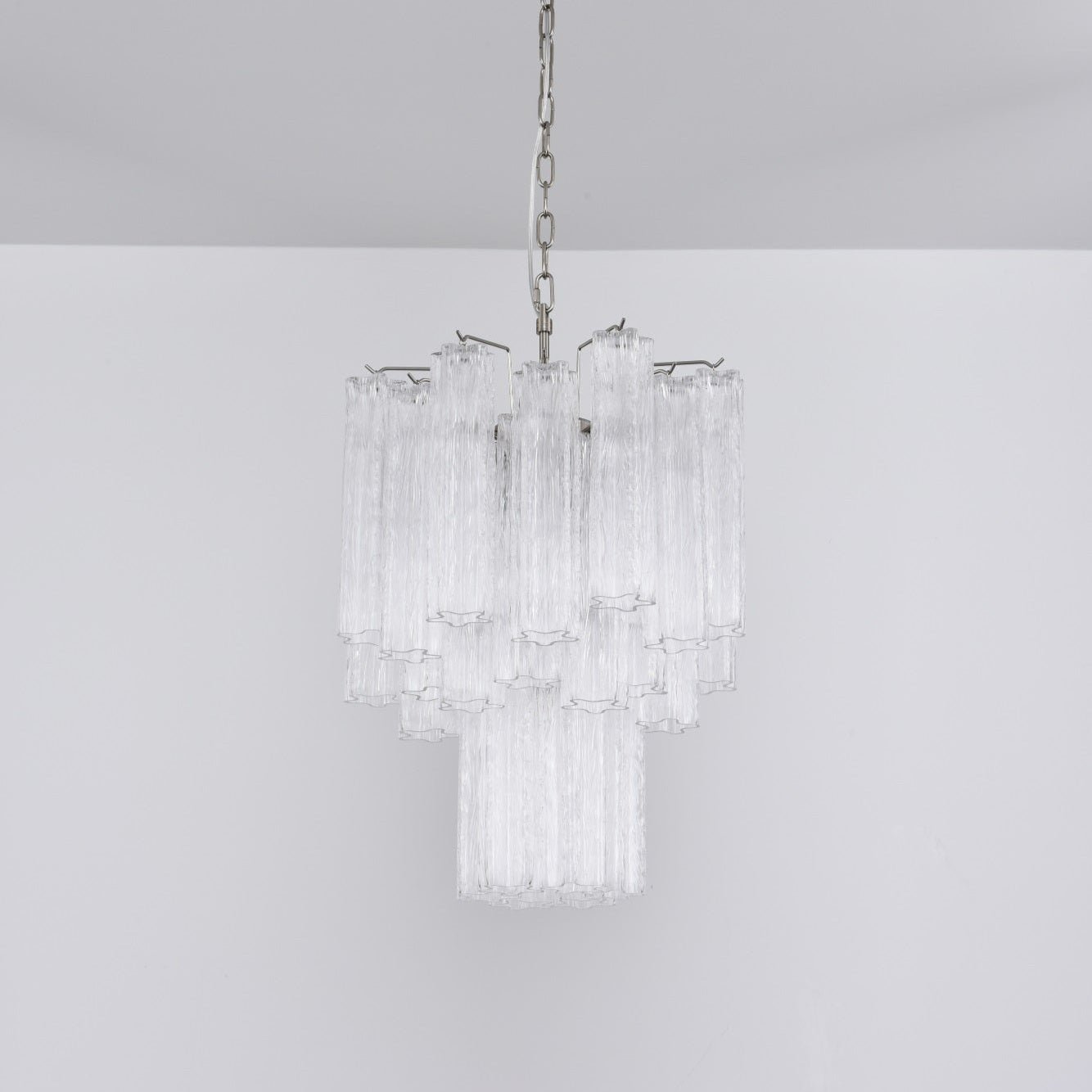 Aurora Chandelier Clear Murano Glass Tube Tiered Modern - Blowlighting