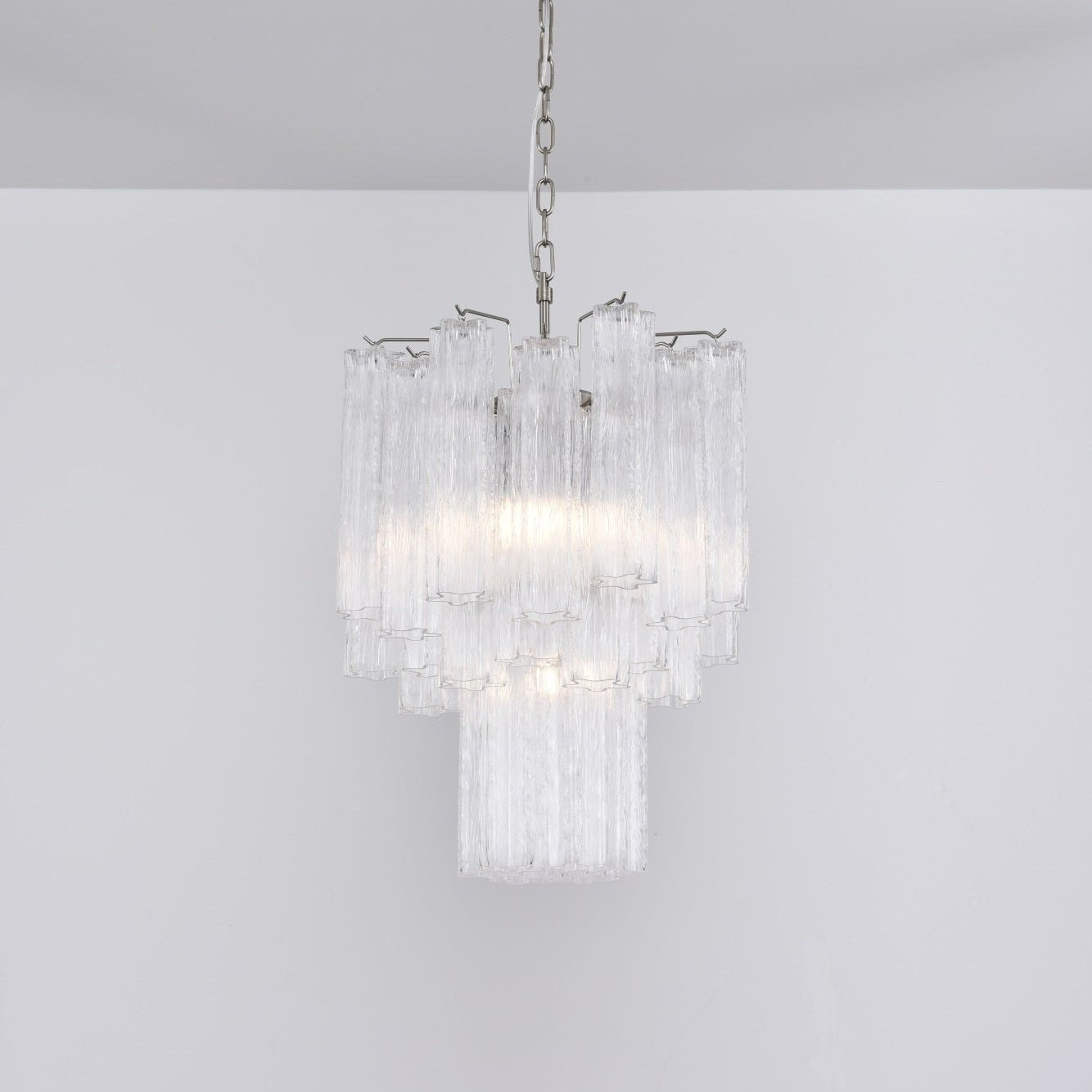 Aurora Chandelier Clear Murano Glass Tube Tiered Modern - Blowlighting