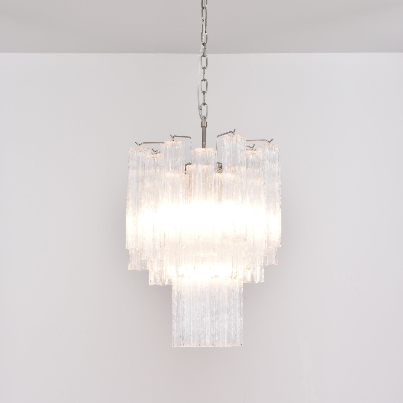 Aurora Chandelier Clear Murano Glass Tube Tiered Modern - Blowlighting