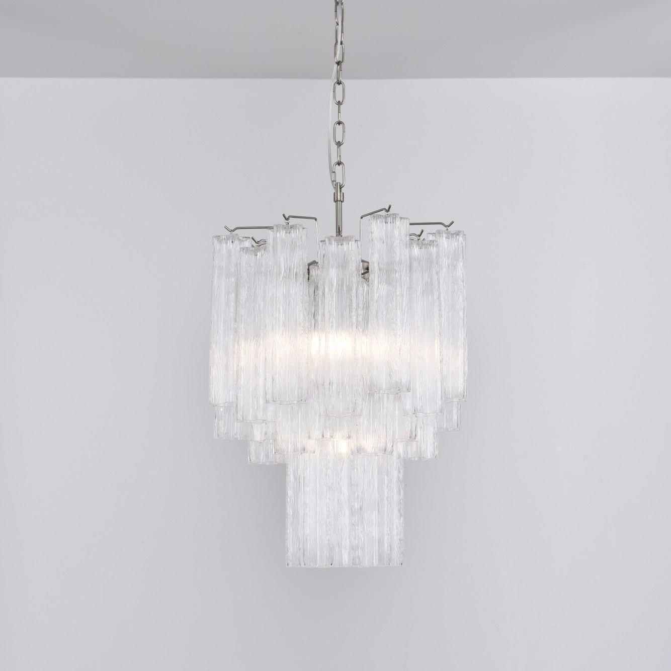 Aurora Chandelier Clear Murano Glass Tube Tiered Modern - Blowlighting