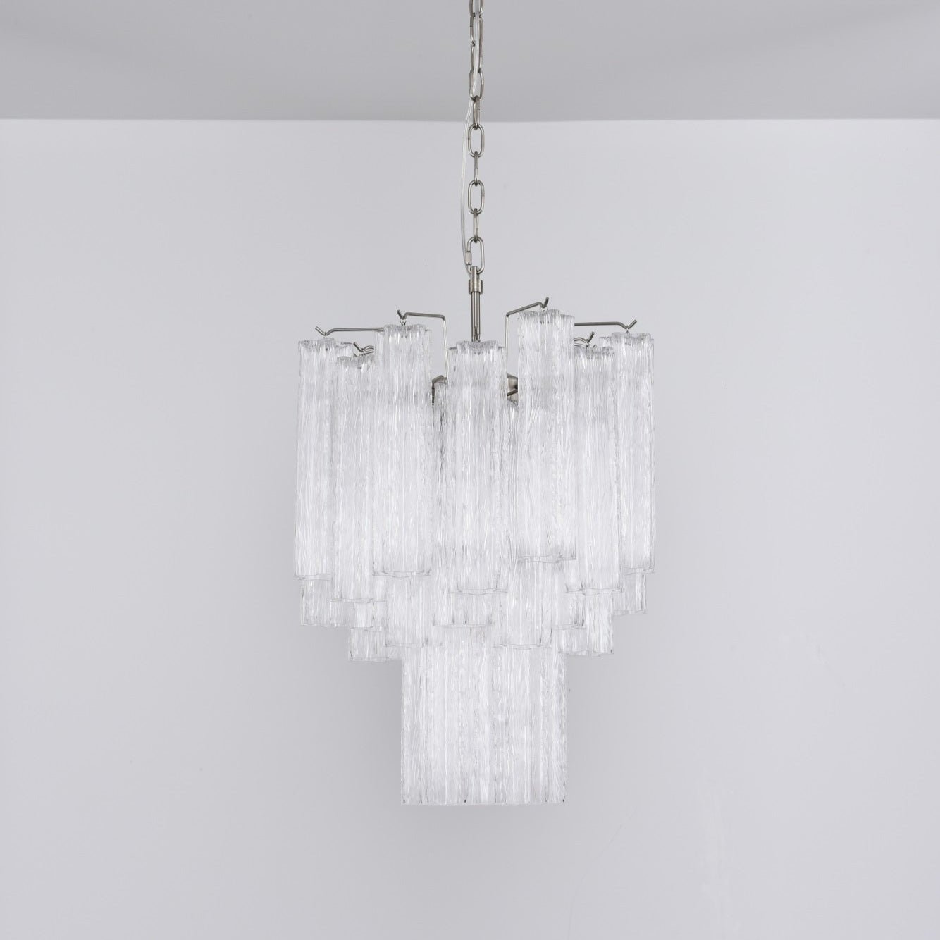 Aurora Chandelier Clear Murano Glass Tube Tiered Modern - Blowlighting