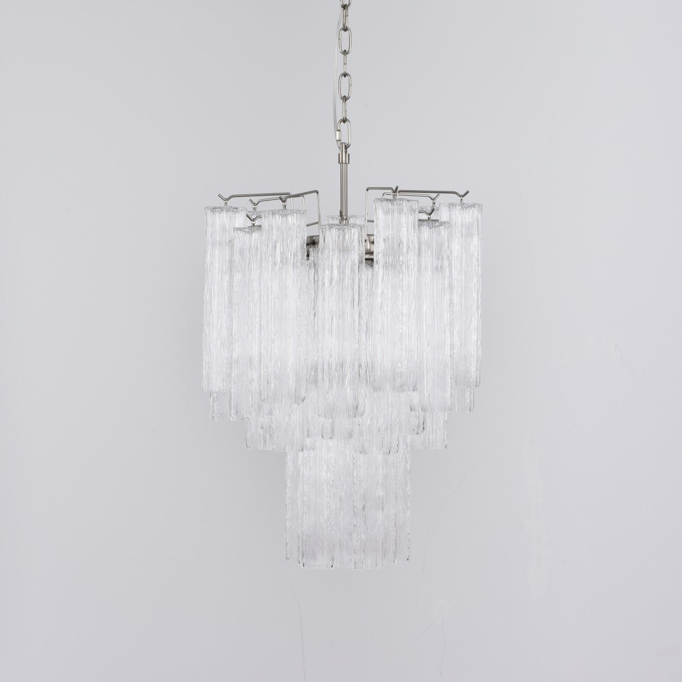 Aurora Chandelier Clear Murano Glass Tube Tiered Modern - Blowlighting