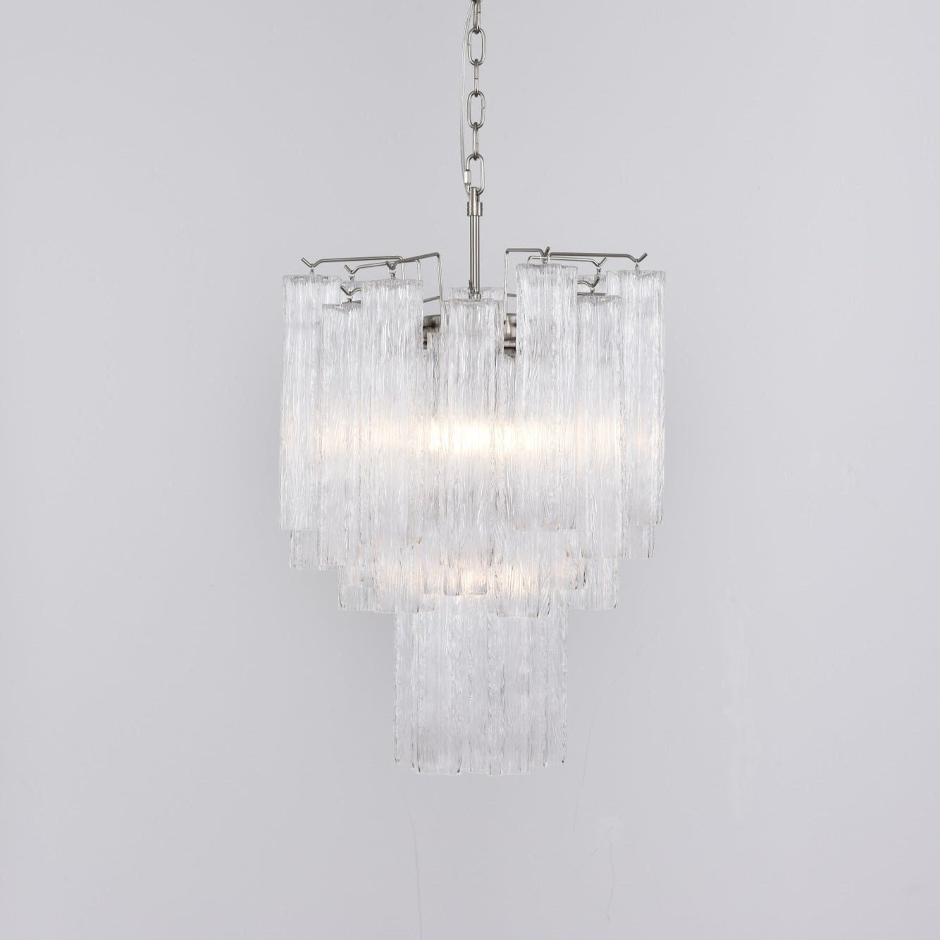 Aurora Chandelier Clear Murano Glass Tube Tiered Modern - Blowlighting