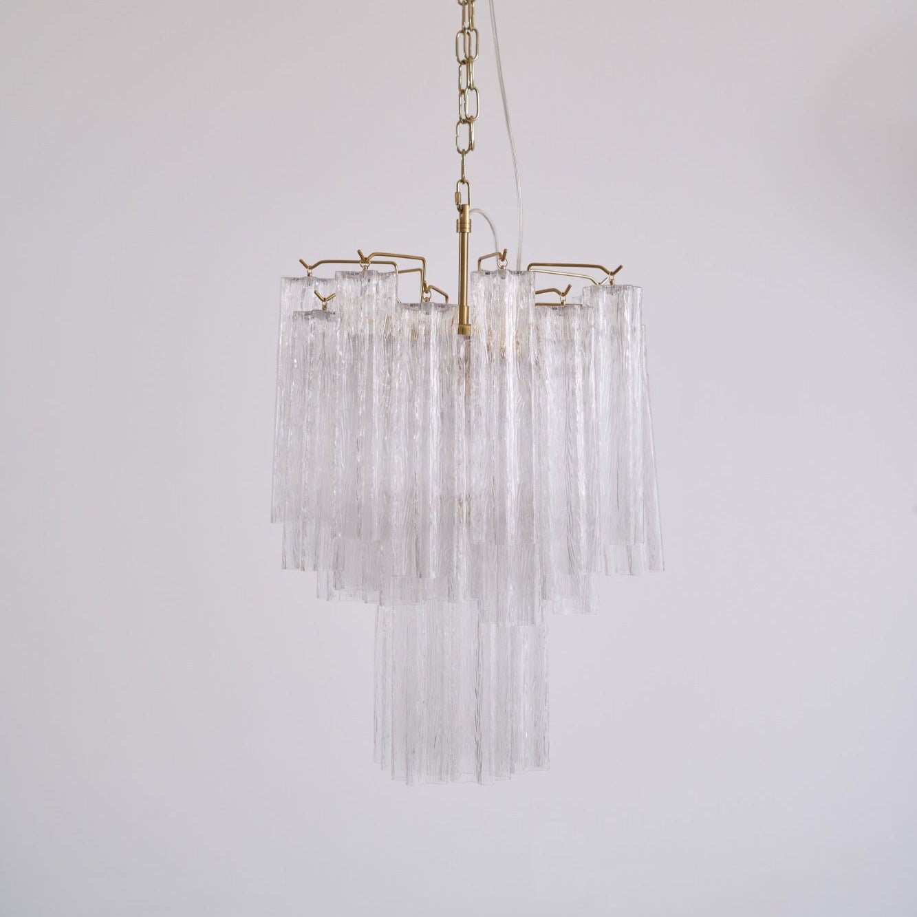 Aurora Chandelier Clear Murano Glass Tube Tiered Modern - Blowlighting