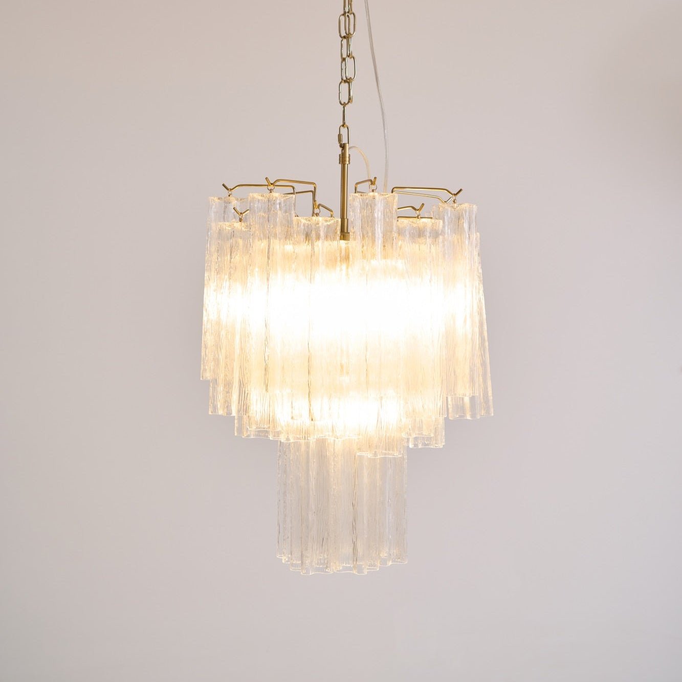 Aurora Chandelier Clear Murano Glass Tube Tiered Modern - Blowlighting