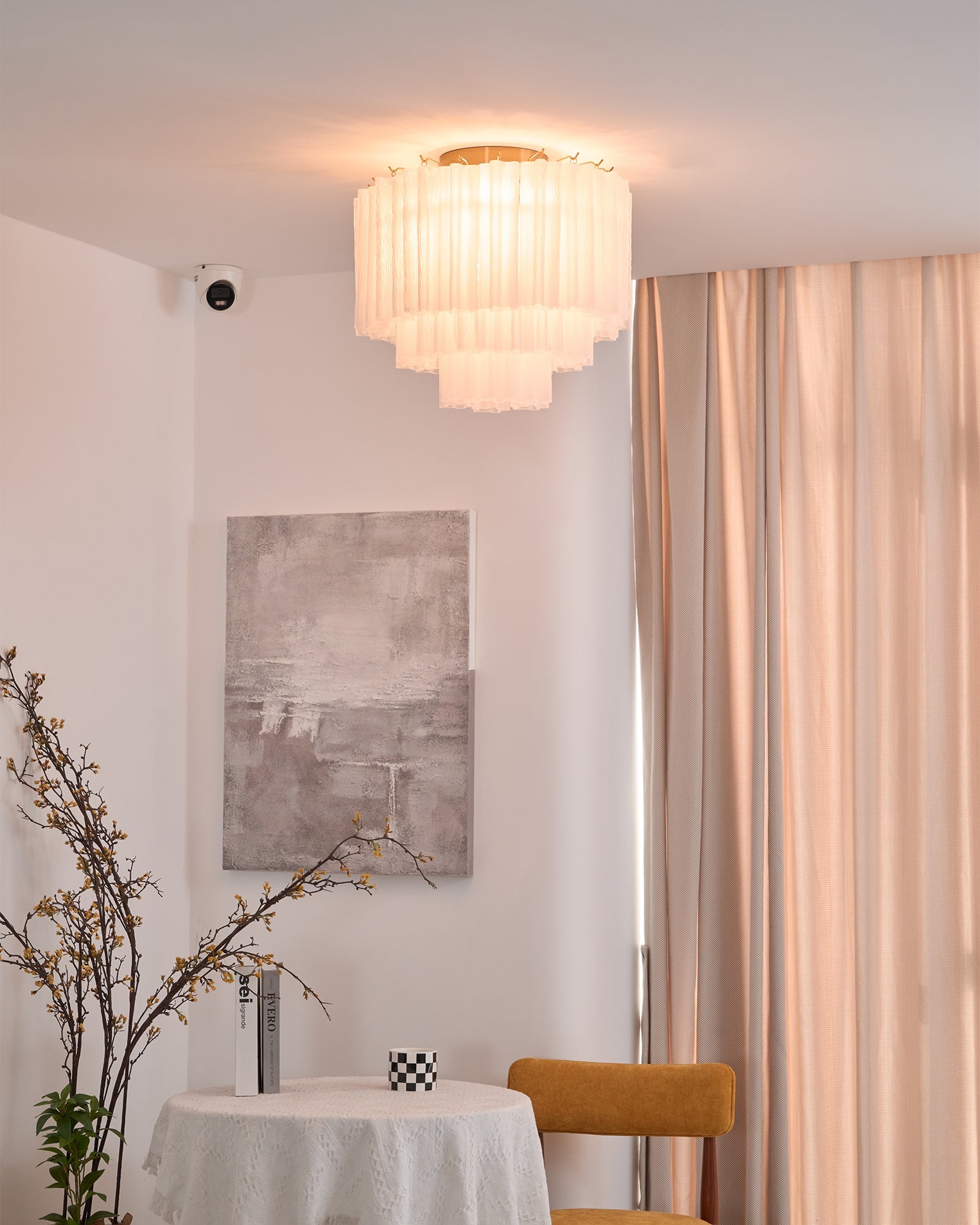 Aurora Ceiling Lamp White Murano Glass Layered Elegant Modern - Blowlighting
