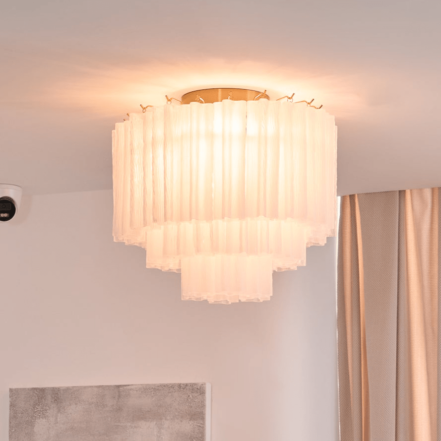 Aurora Ceiling Lamp White Murano Glass Layered Elegant Modern - Blowlighting