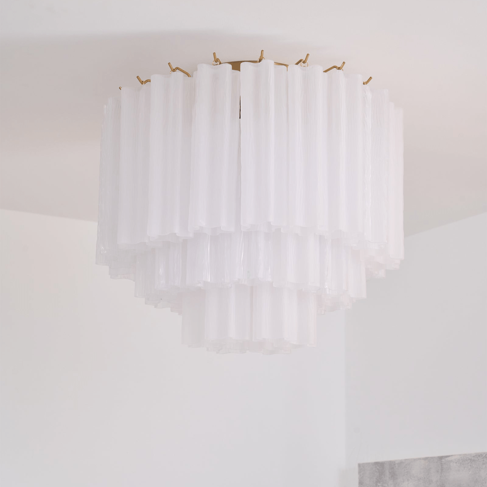 Aurora Ceiling Lamp White Murano Glass Layered Elegant Modern - Blowlighting