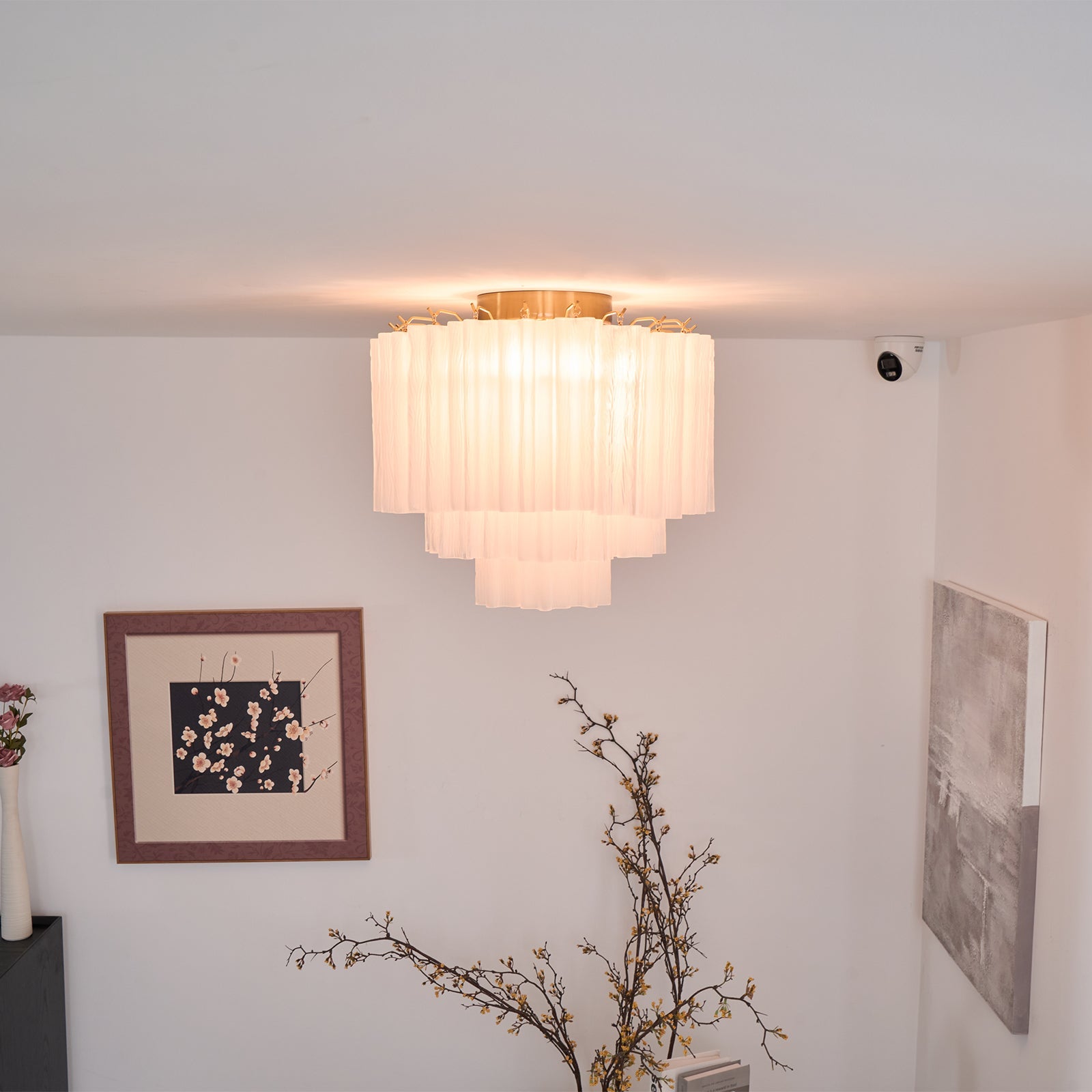 Aurora Ceiling Lamp White Murano Glass Layered Elegant Modern - Blowlighting