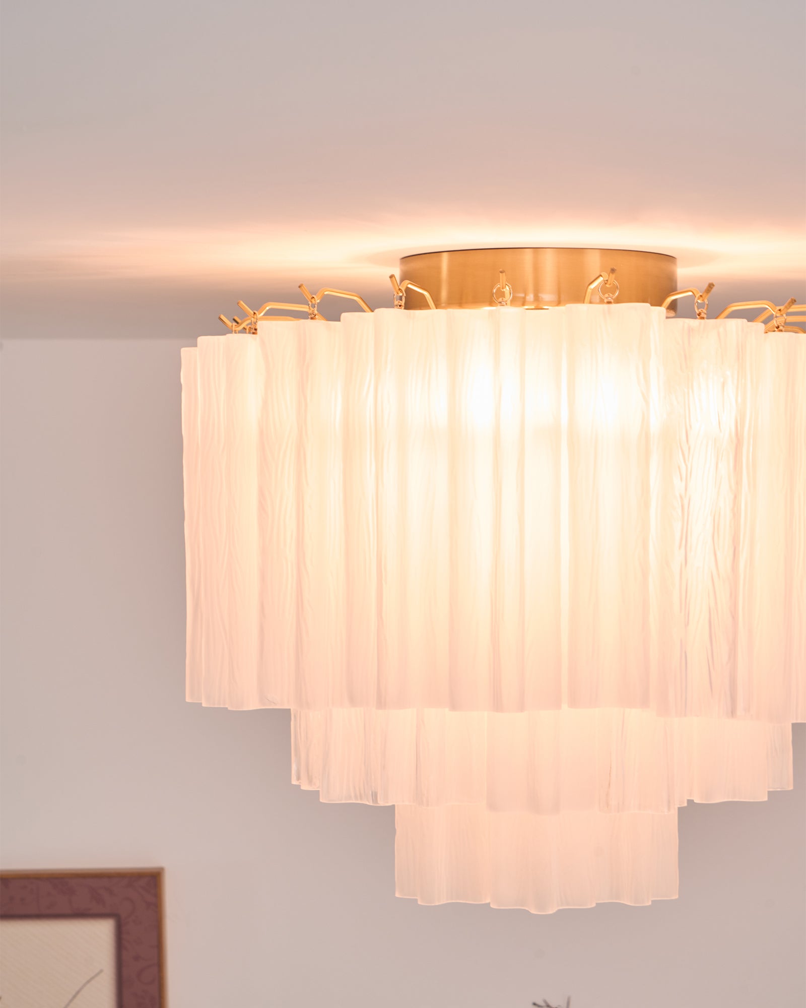 Aurora Ceiling Lamp White Murano Glass Layered Elegant Modern - Blowlighting