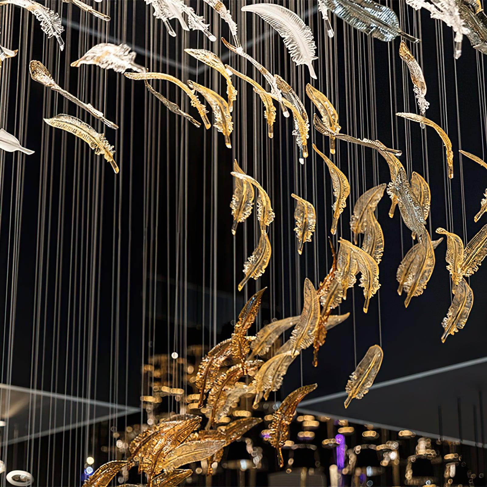 Aetherial Glass Leaf Chandelier - Blowlighting
