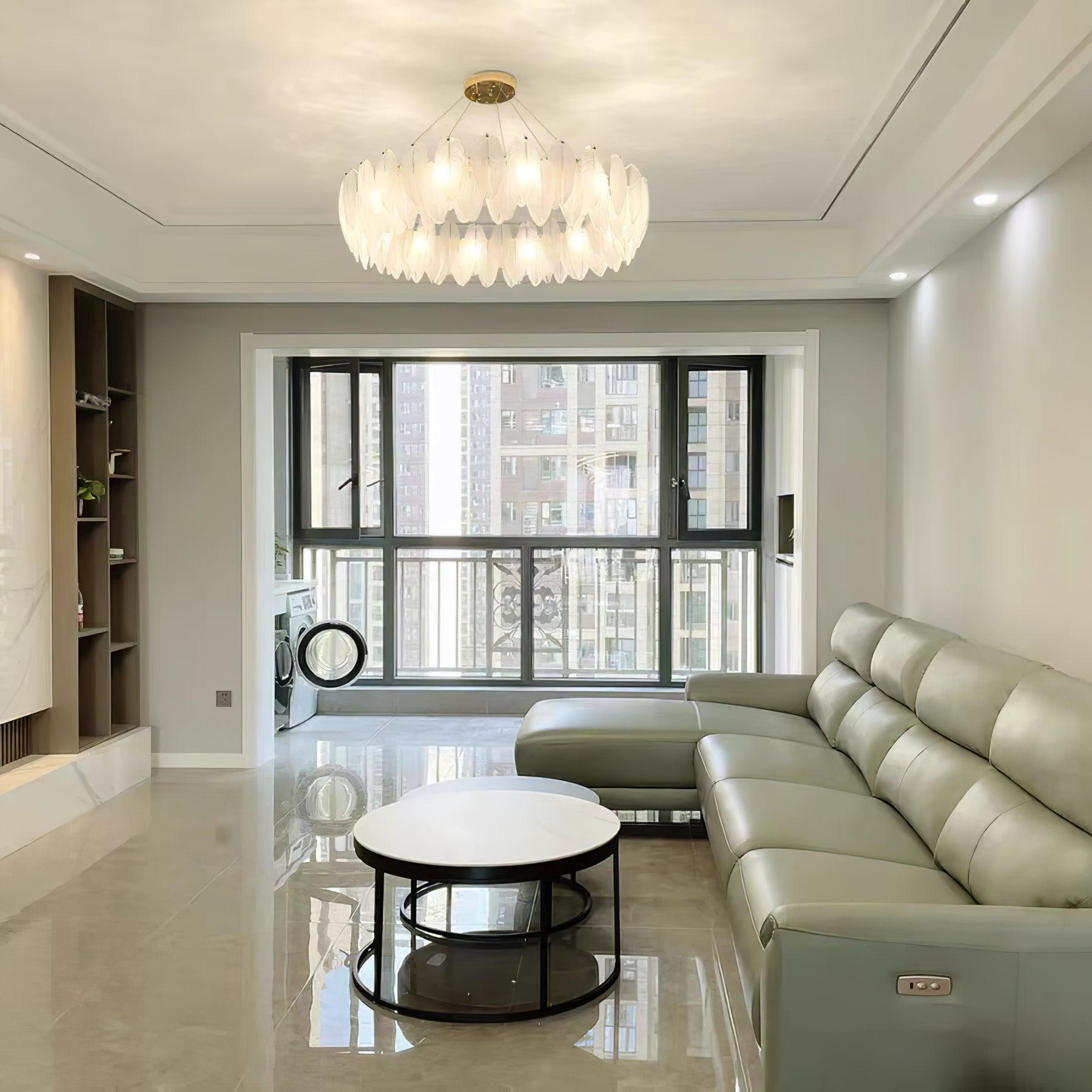 Glass Feather Chandelier - Blowlighting