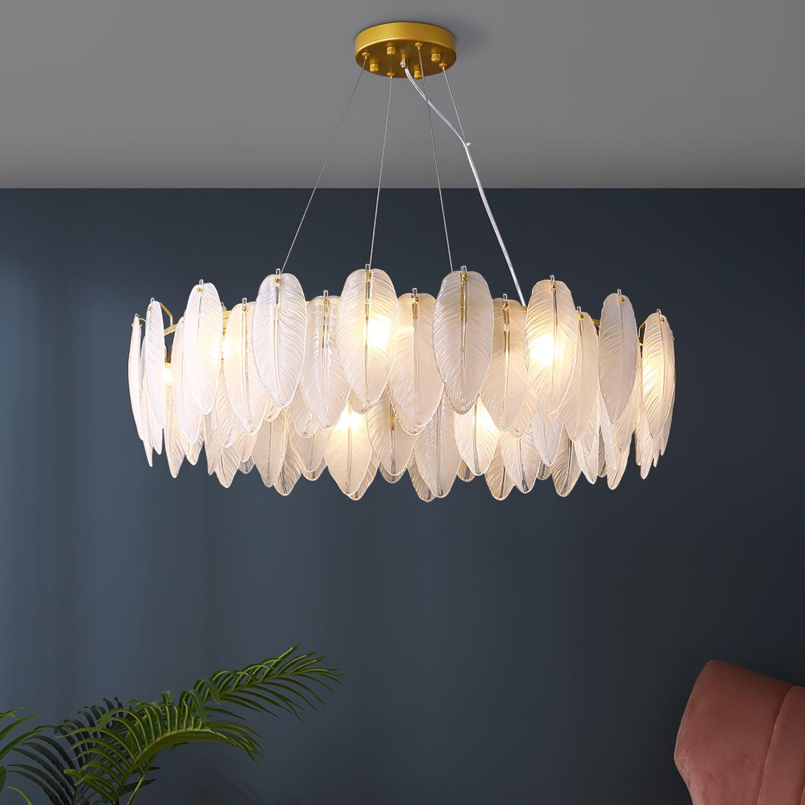 Glass Feather Chandelier - Blowlighting