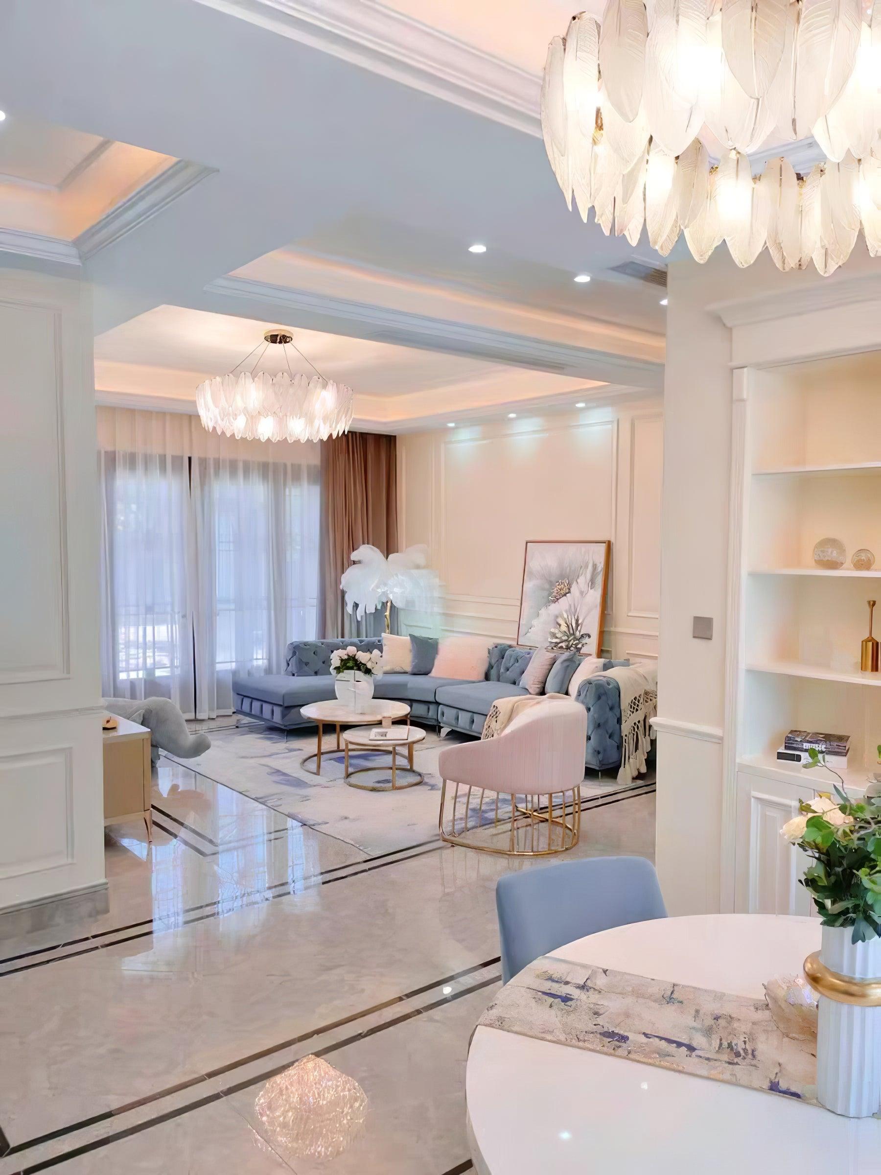 Glass Feather Chandelier - Blowlighting