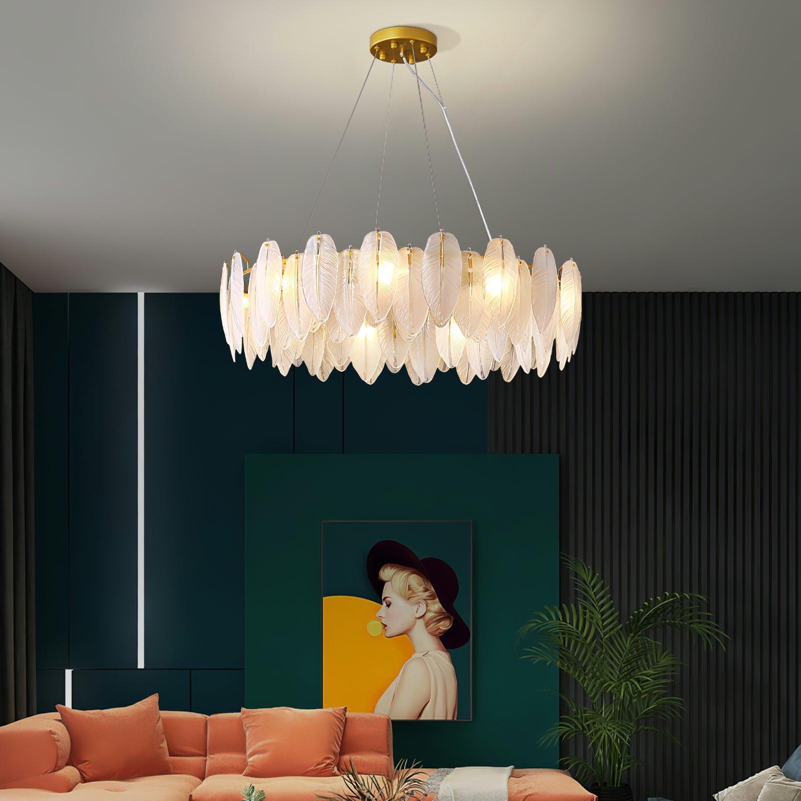 Glass Feather Chandelier - Blowlighting
