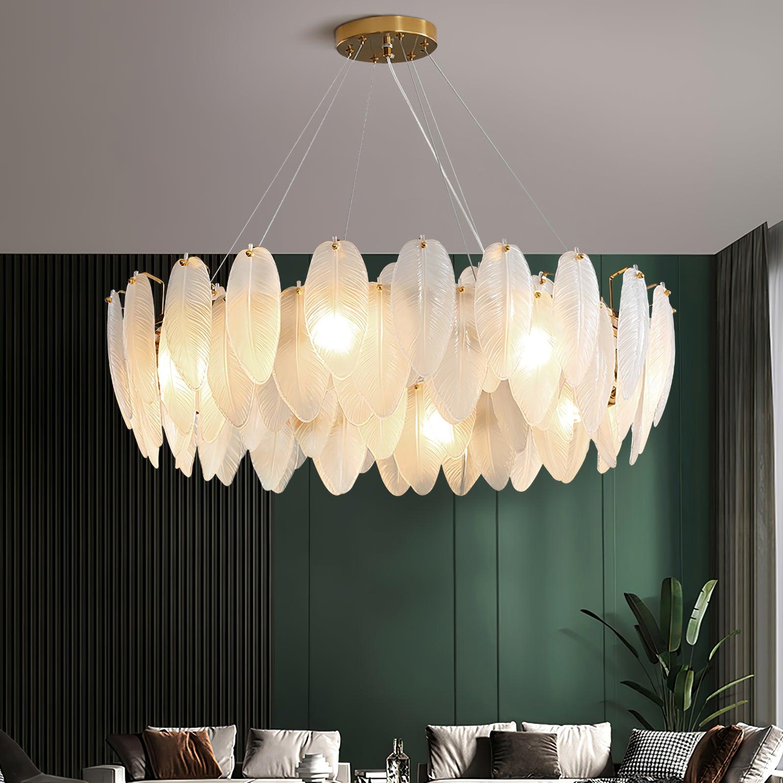Glass Feather Chandelier - Blowlighting