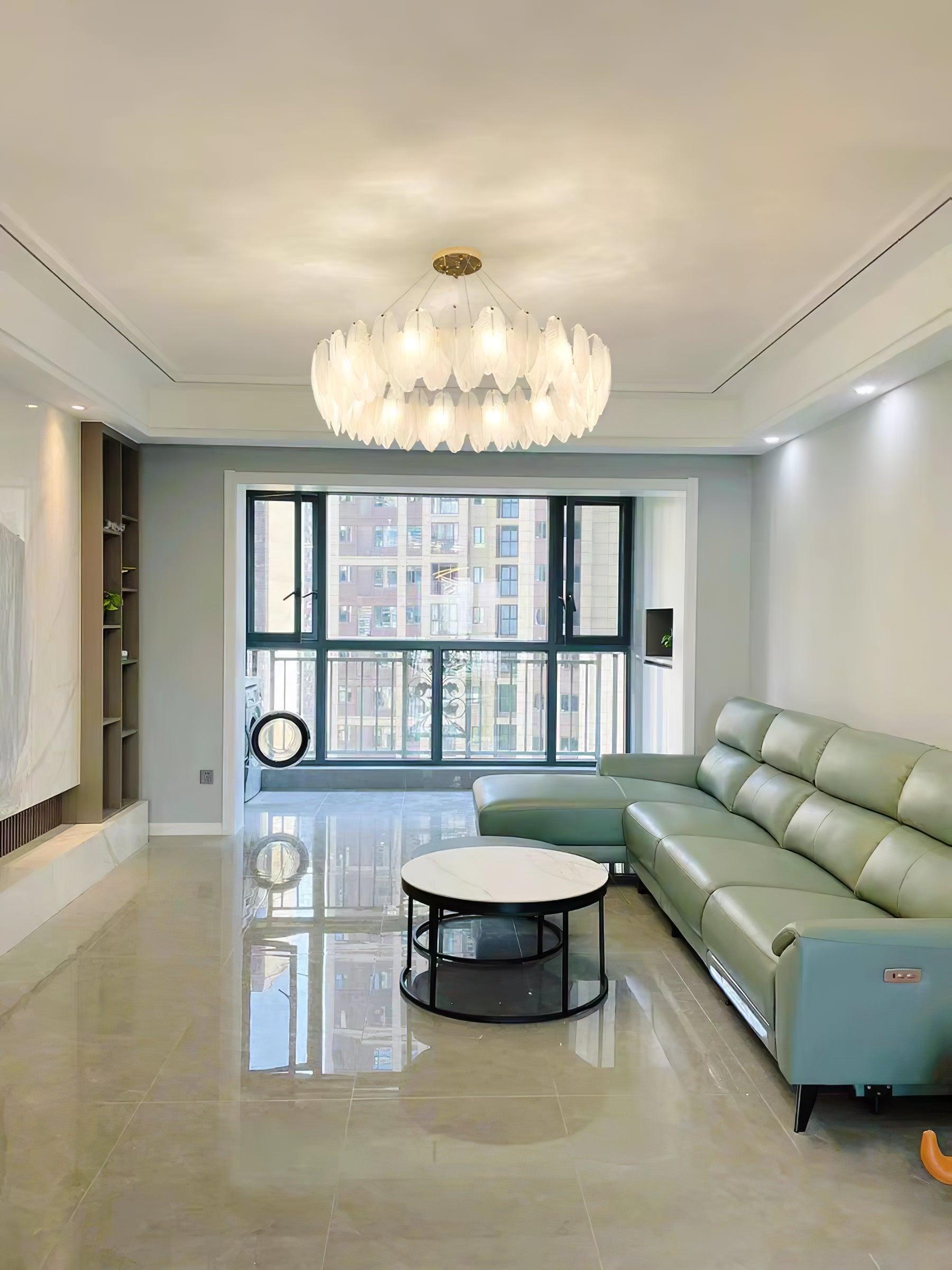 Glass Feather Chandelier - Blowlighting