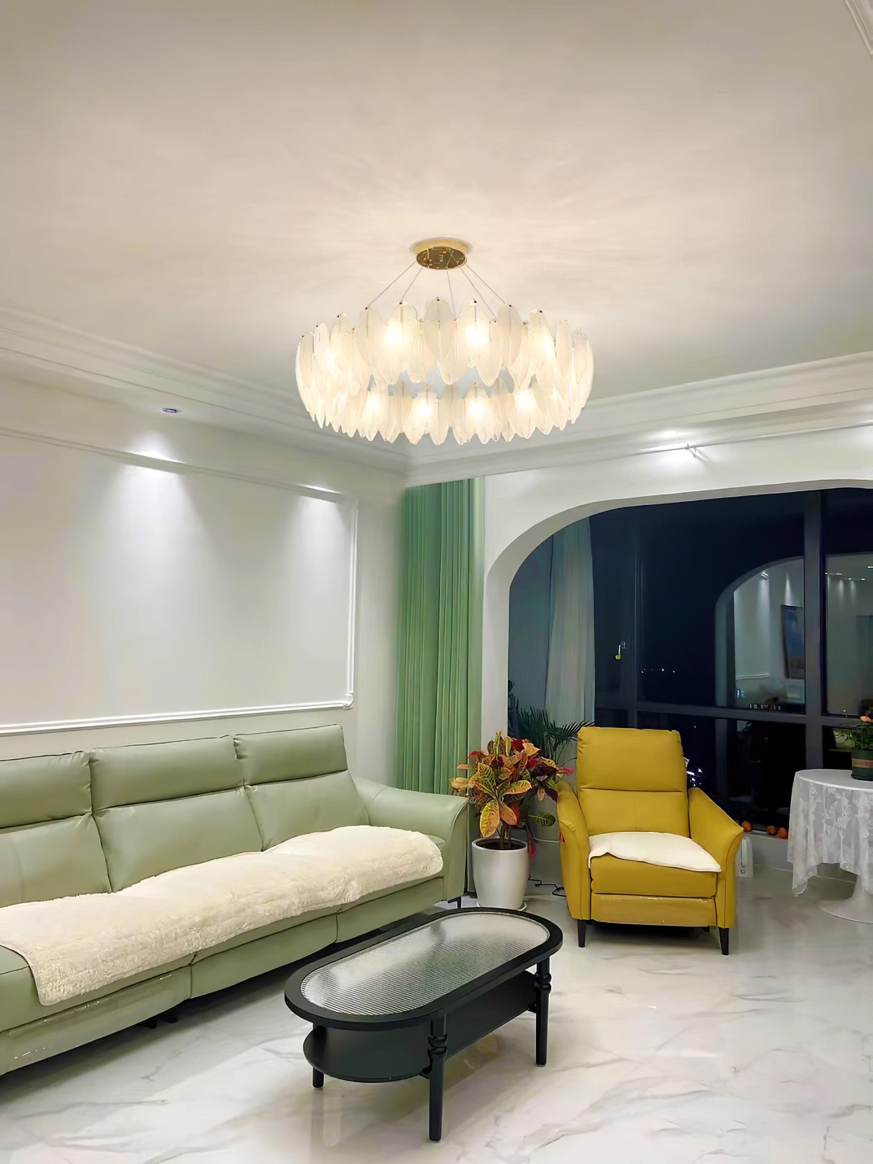 Glass Feather Chandelier - Blowlighting