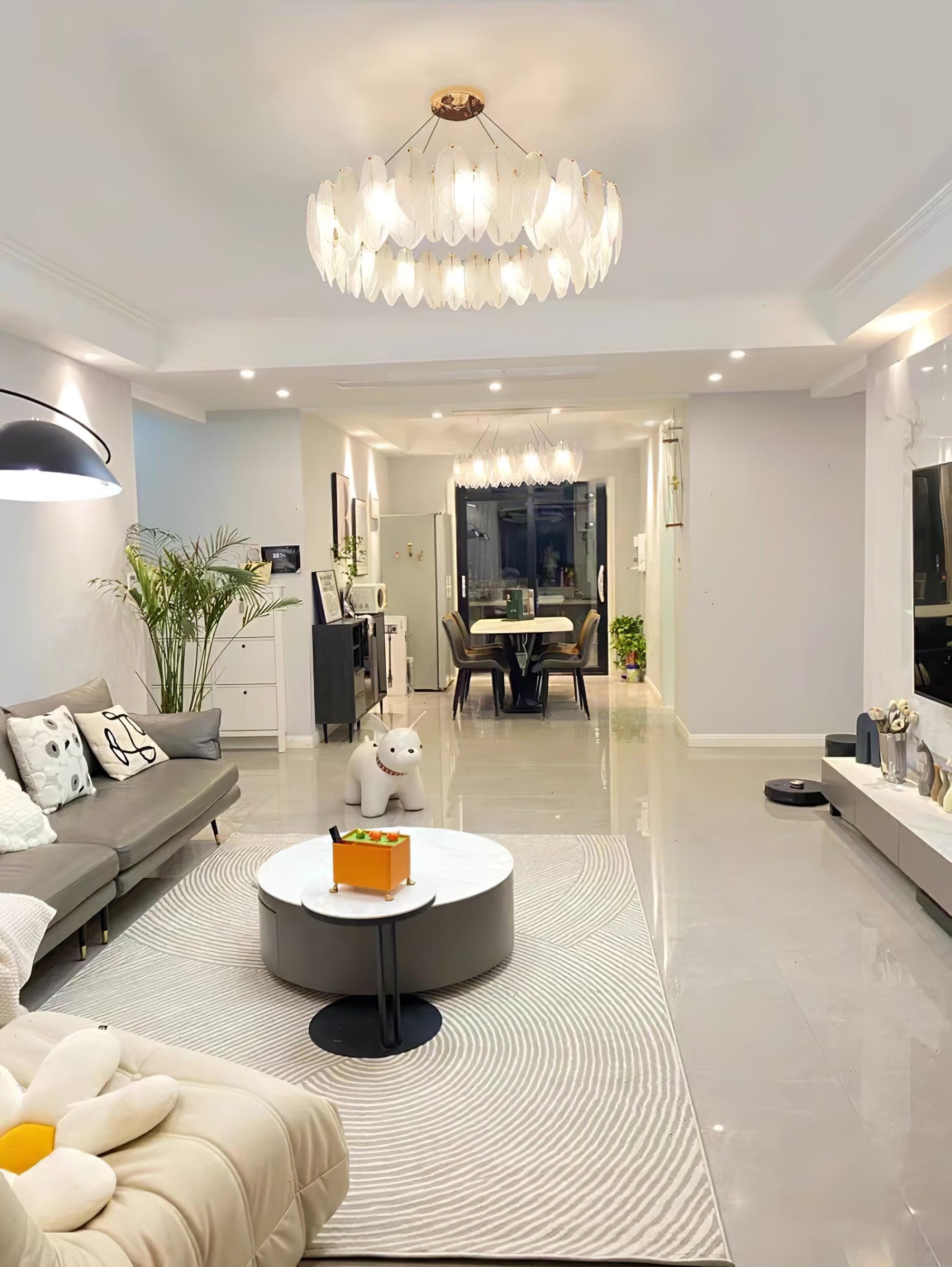 Glass Feather Chandelier - Blowlighting