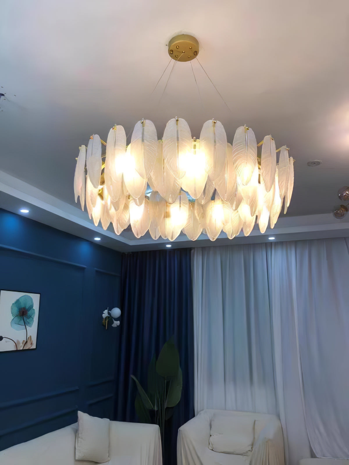 Glass Feather Chandelier - Blowlighting
