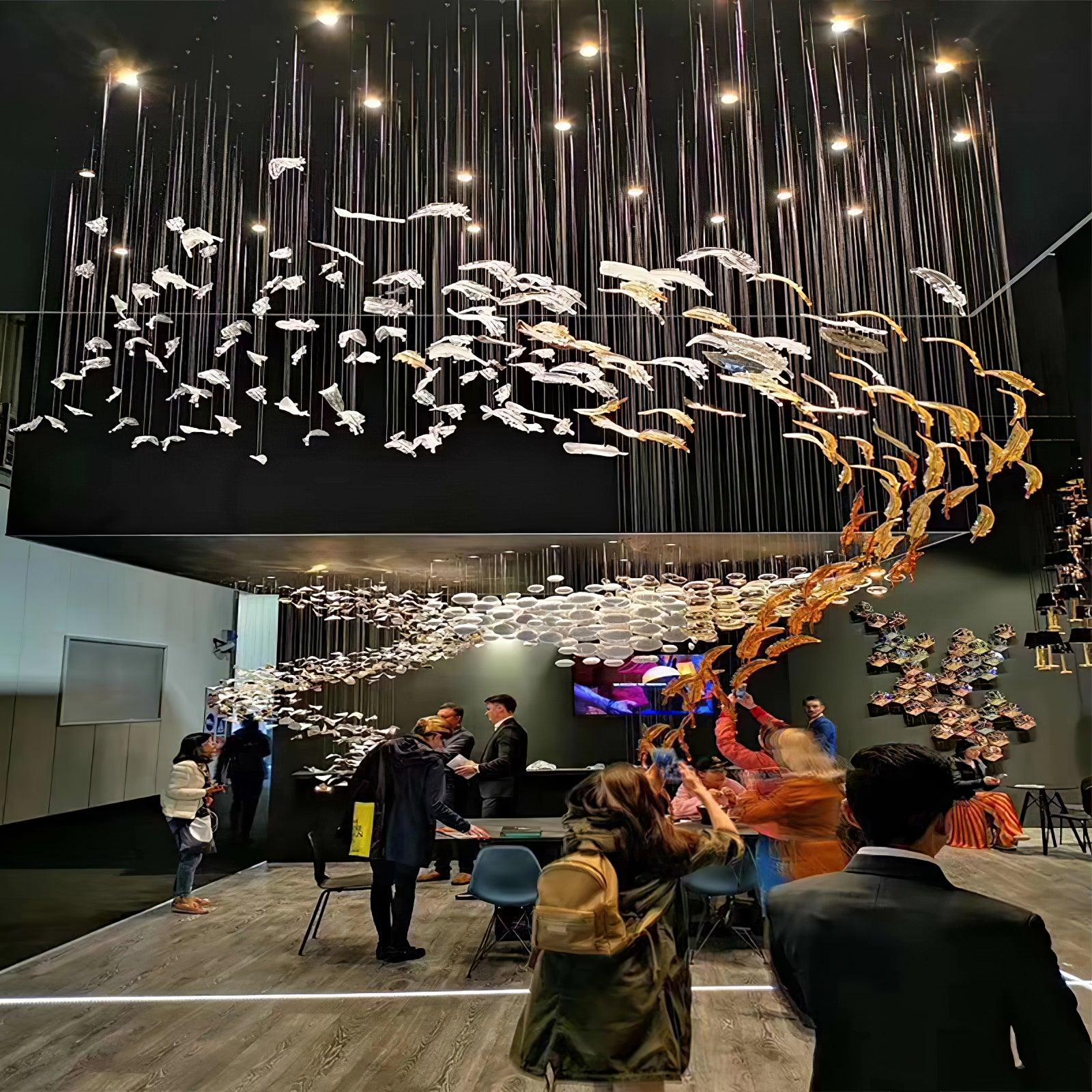 Aetherial Glass Leaf Chandelier - Blowlighting