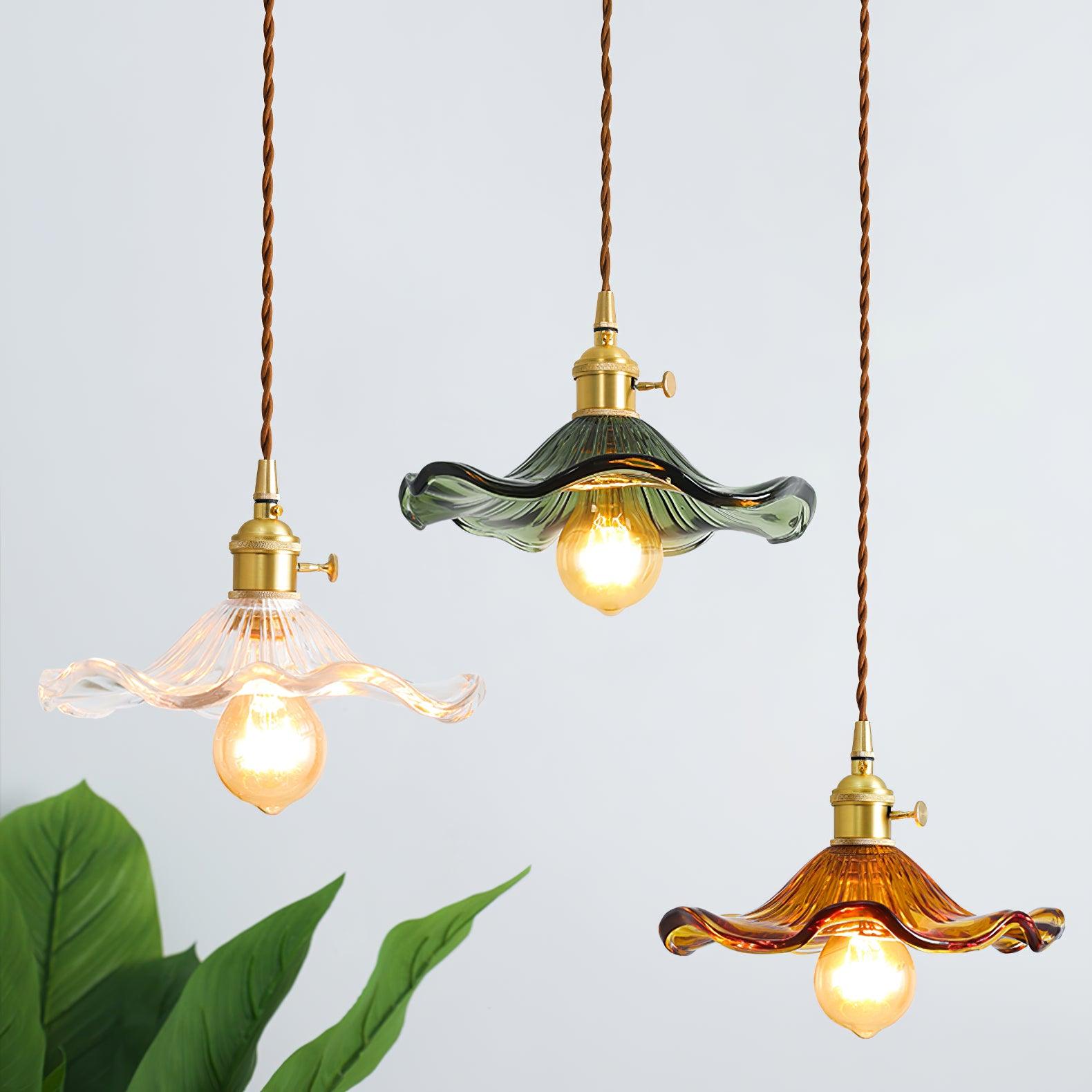 Glass Hibiscus Flower Pendant Light - Blowlighting