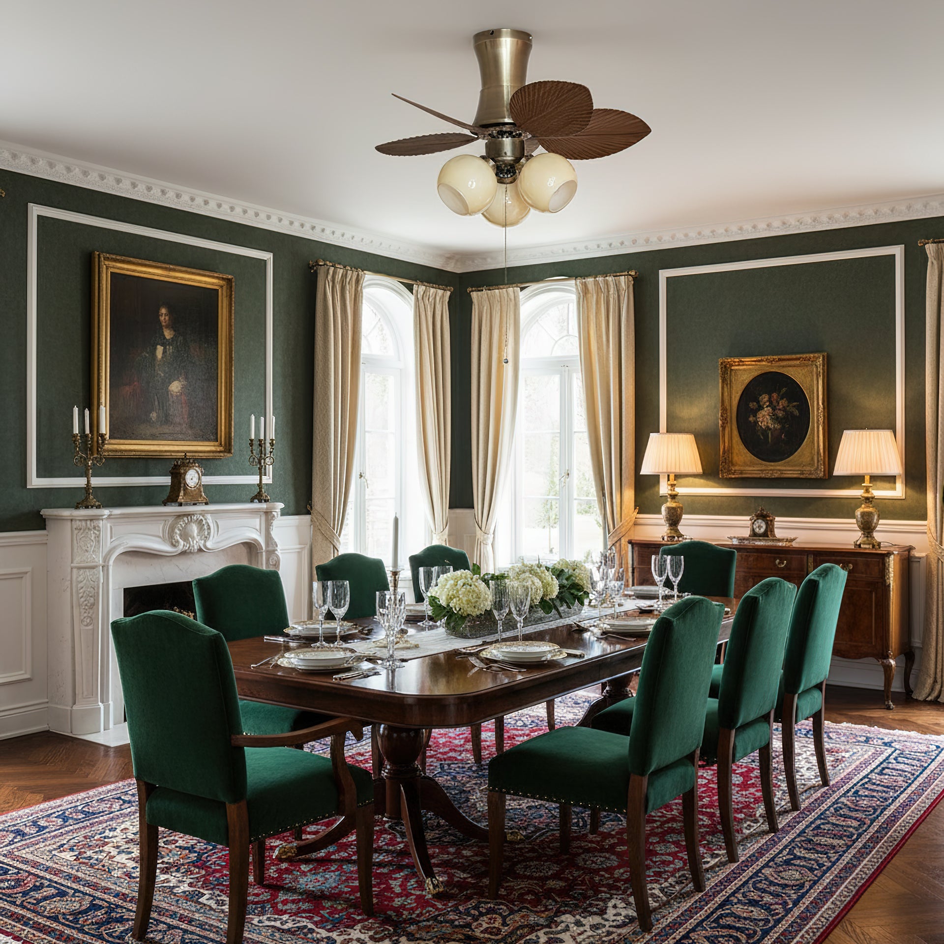 Glauk Oriental Metal Ceiling Fan Light