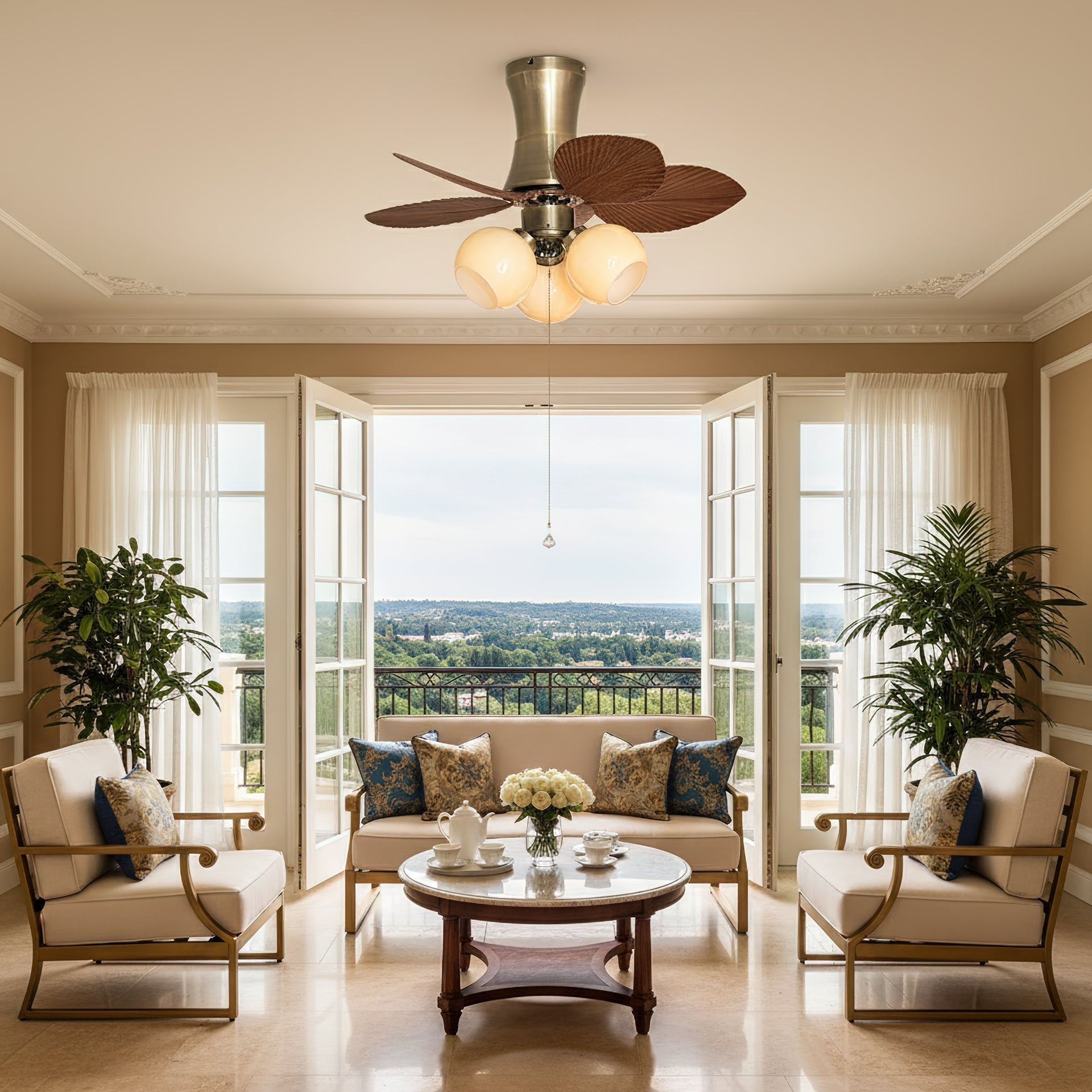 Glauk Oriental Metal Ceiling Fan Light