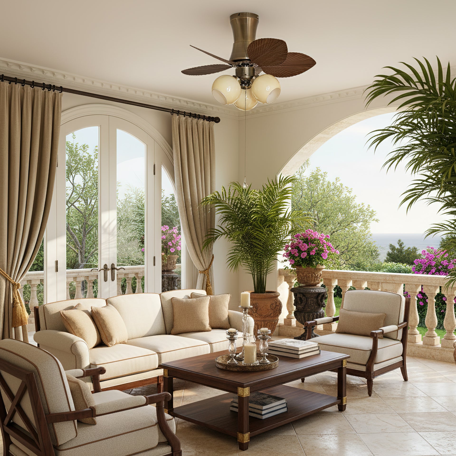 Glauk Oriental Metal Ceiling Fan Light