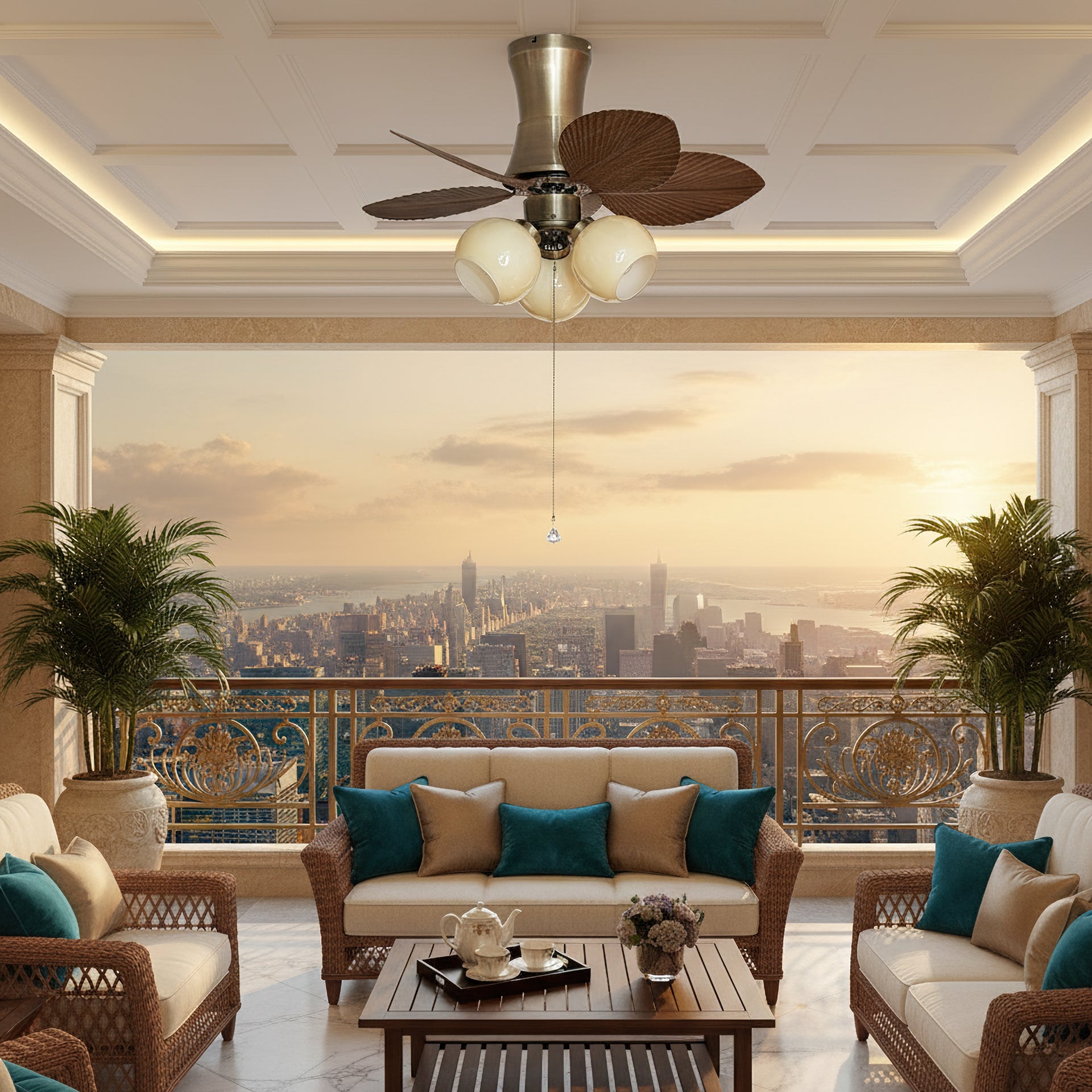 Glauk Oriental Metal Ceiling Fan Light