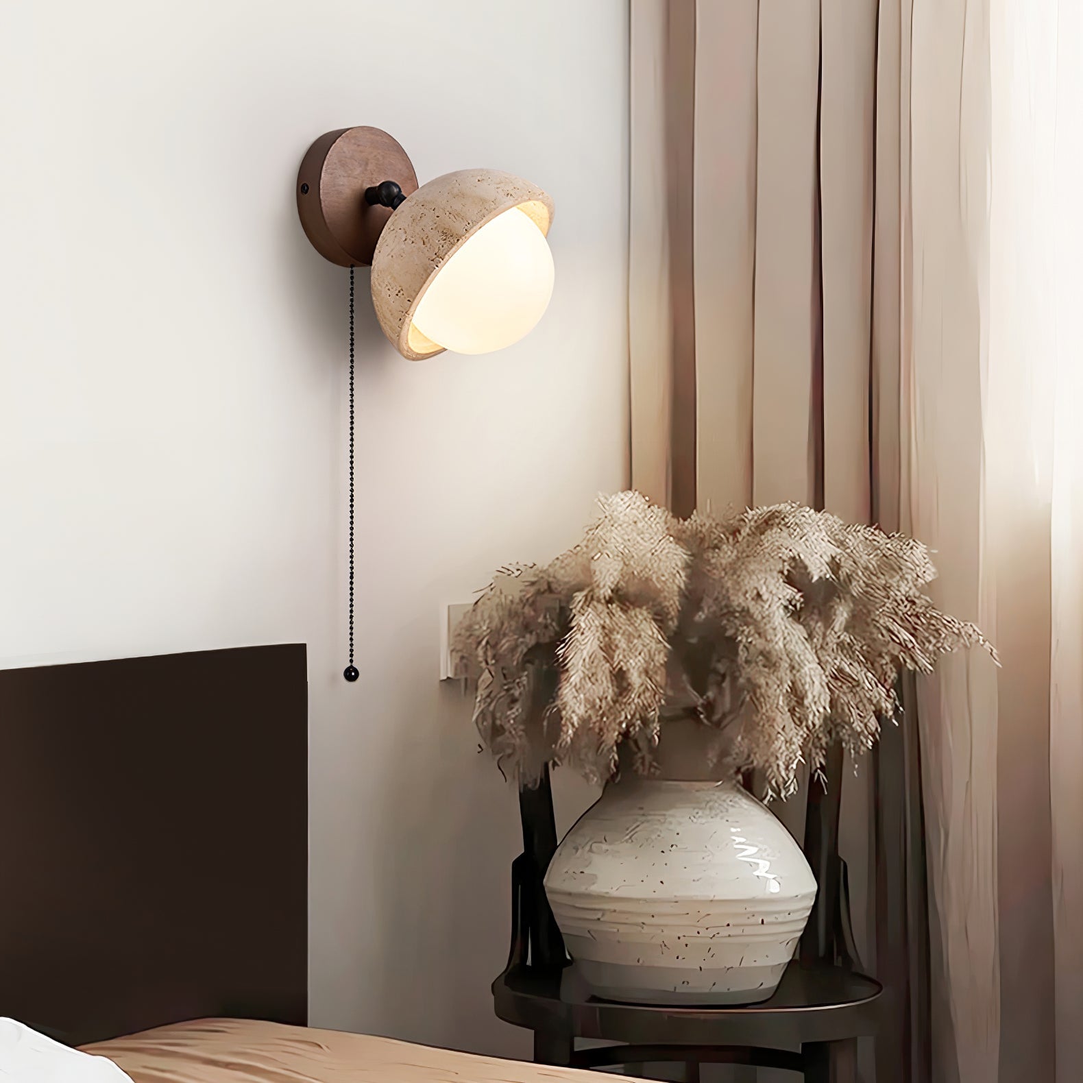 Avtale Arc-Shaped Travertine Wall Light - Blowlighting