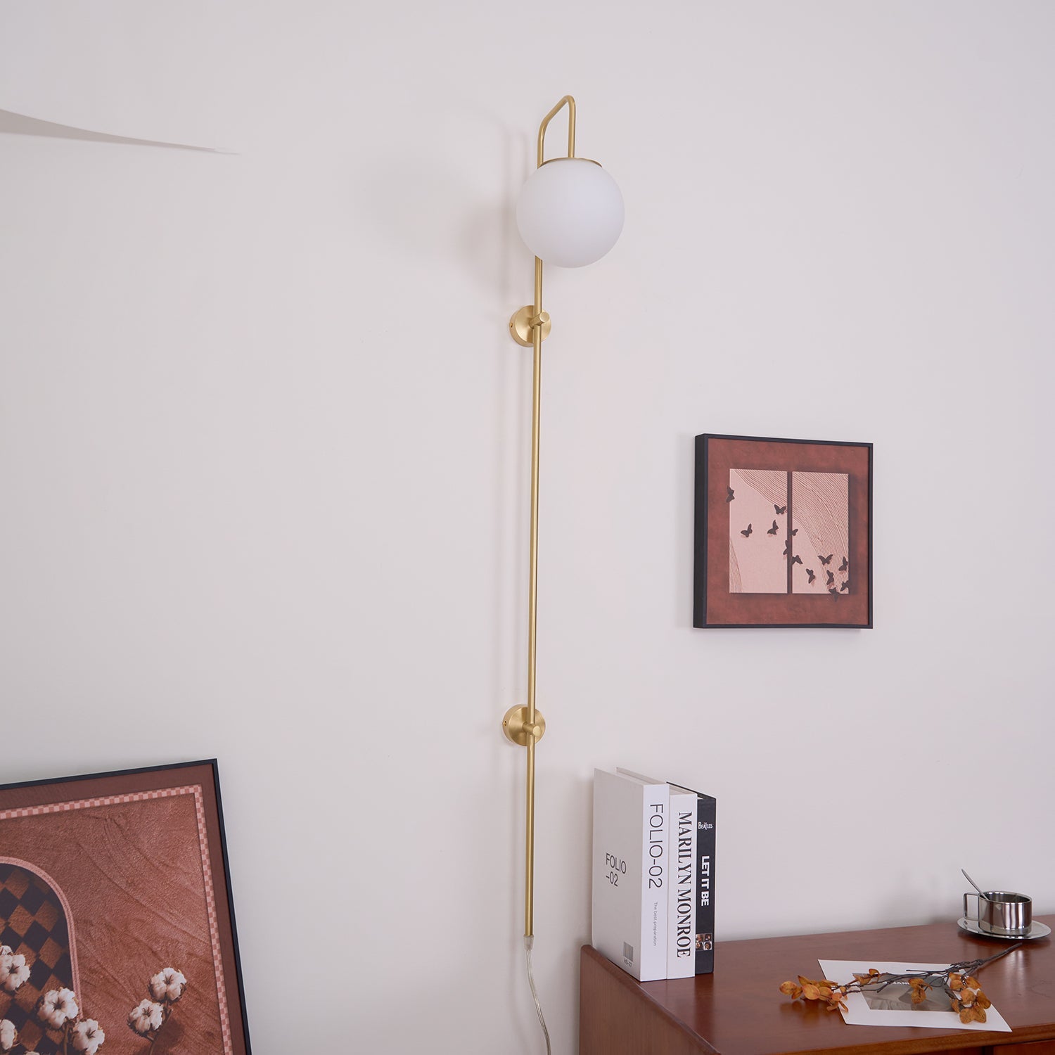 Globe Brass Plug-in Wall Sconce - Blowlighting