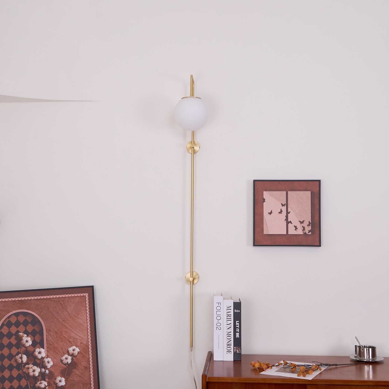 Globe Brass Plug-in Wall Sconce - Blowlighting