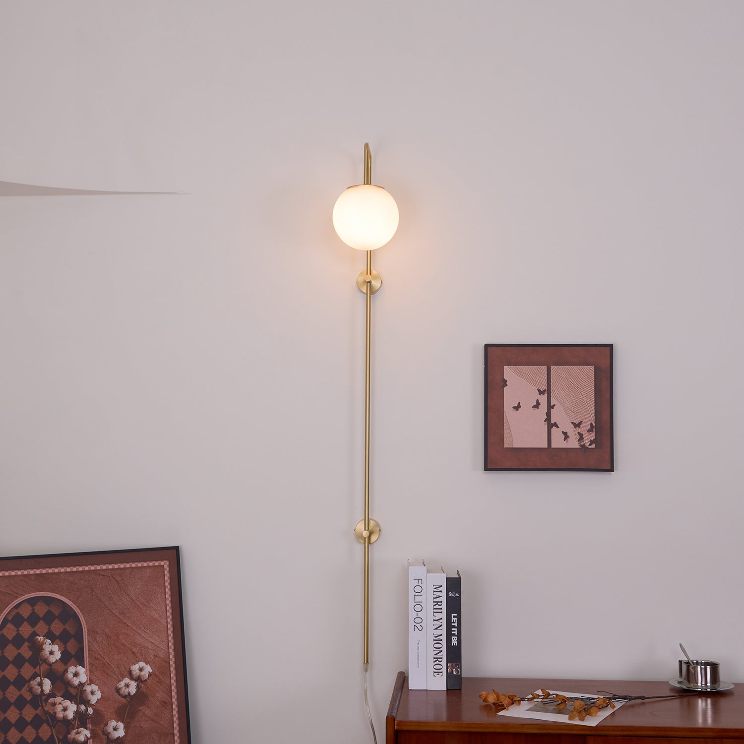 Globe Brass Plug-in Wall Sconce - Blowlighting
