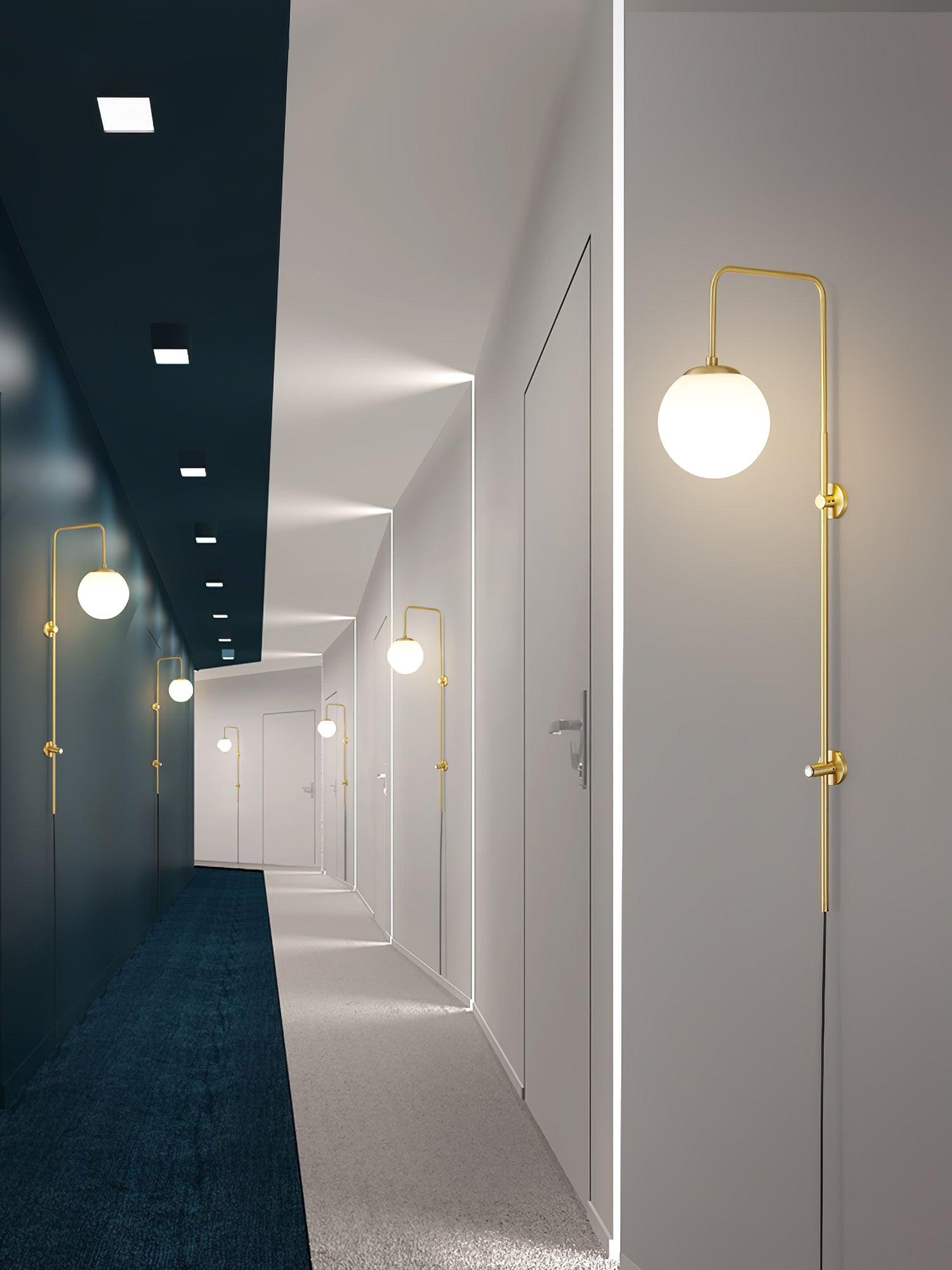 Globe Brass Plug-in Wall Sconce - Blowlighting
